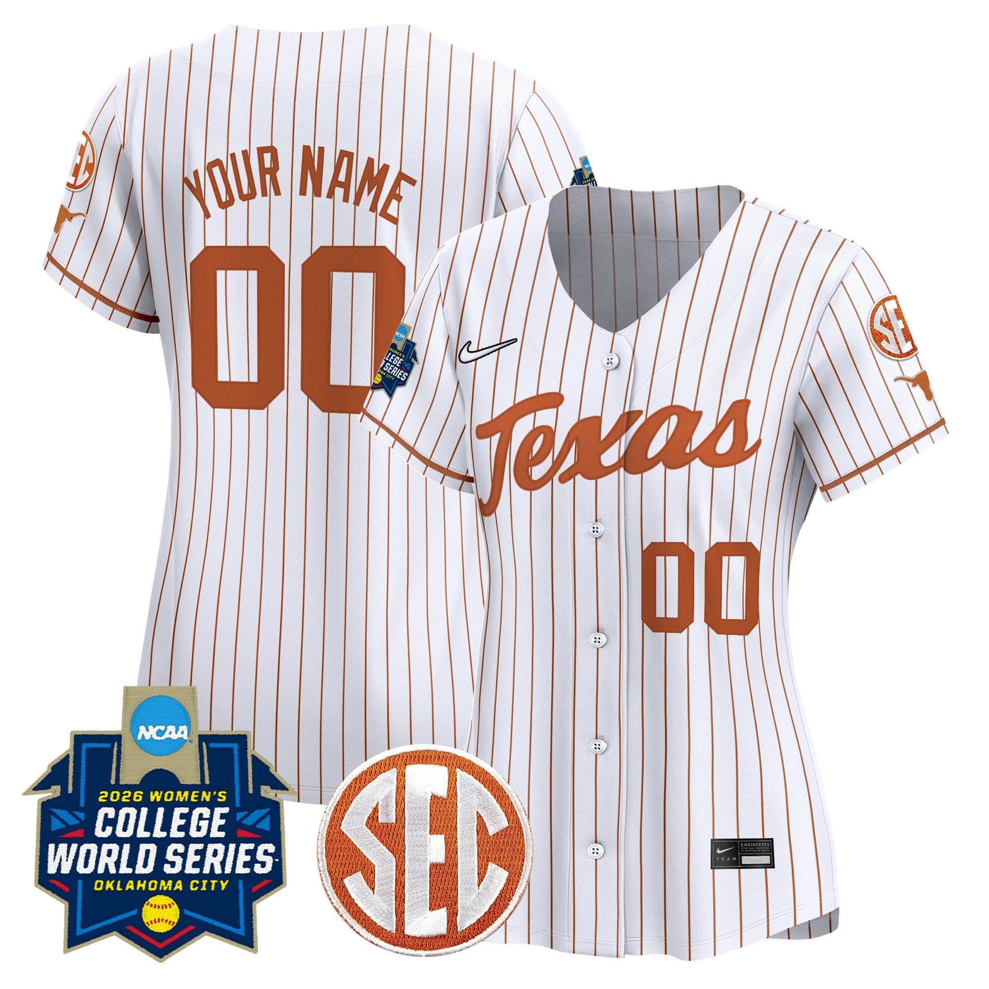 Texas Longhorns Softball 2026 World Series (WCWS) Vapor Premier Limited Custom Jersey - All Stitched