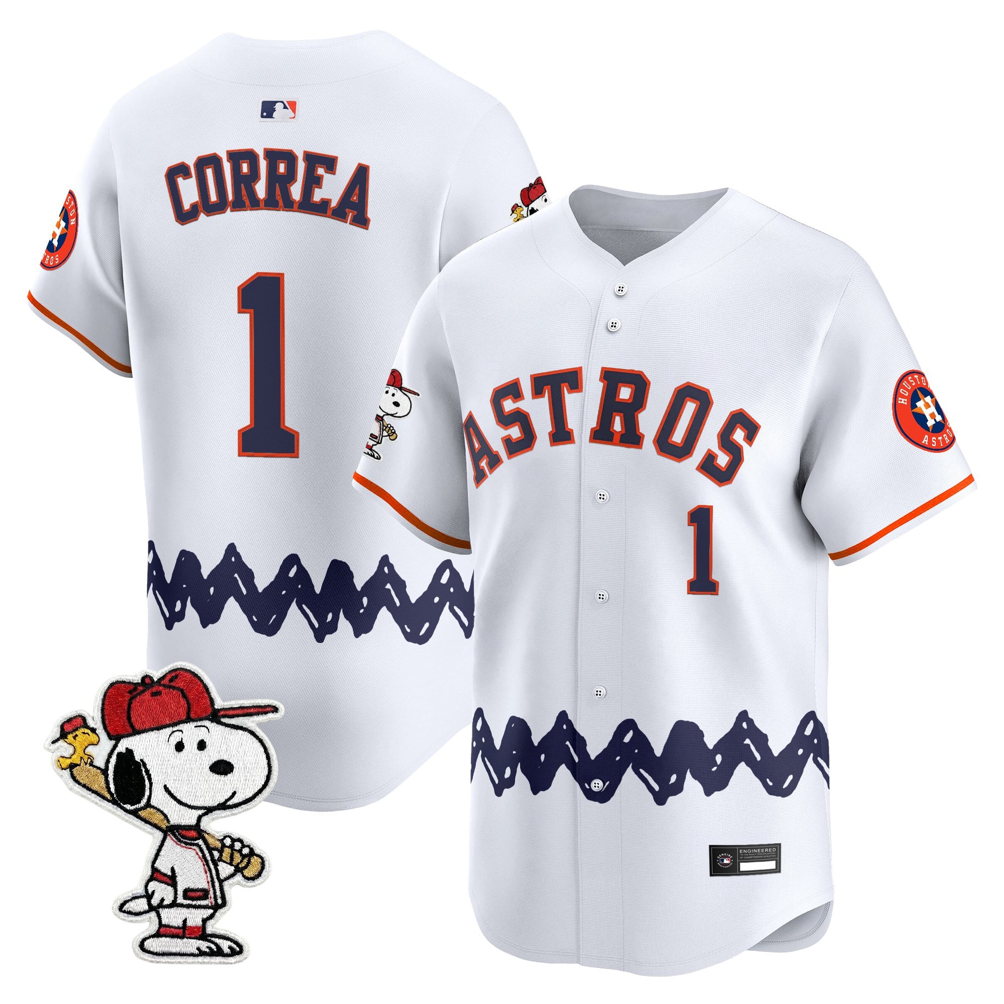 Men's Houston Astros x Peanuts Vapor Premier Limited Jersey - Stitched