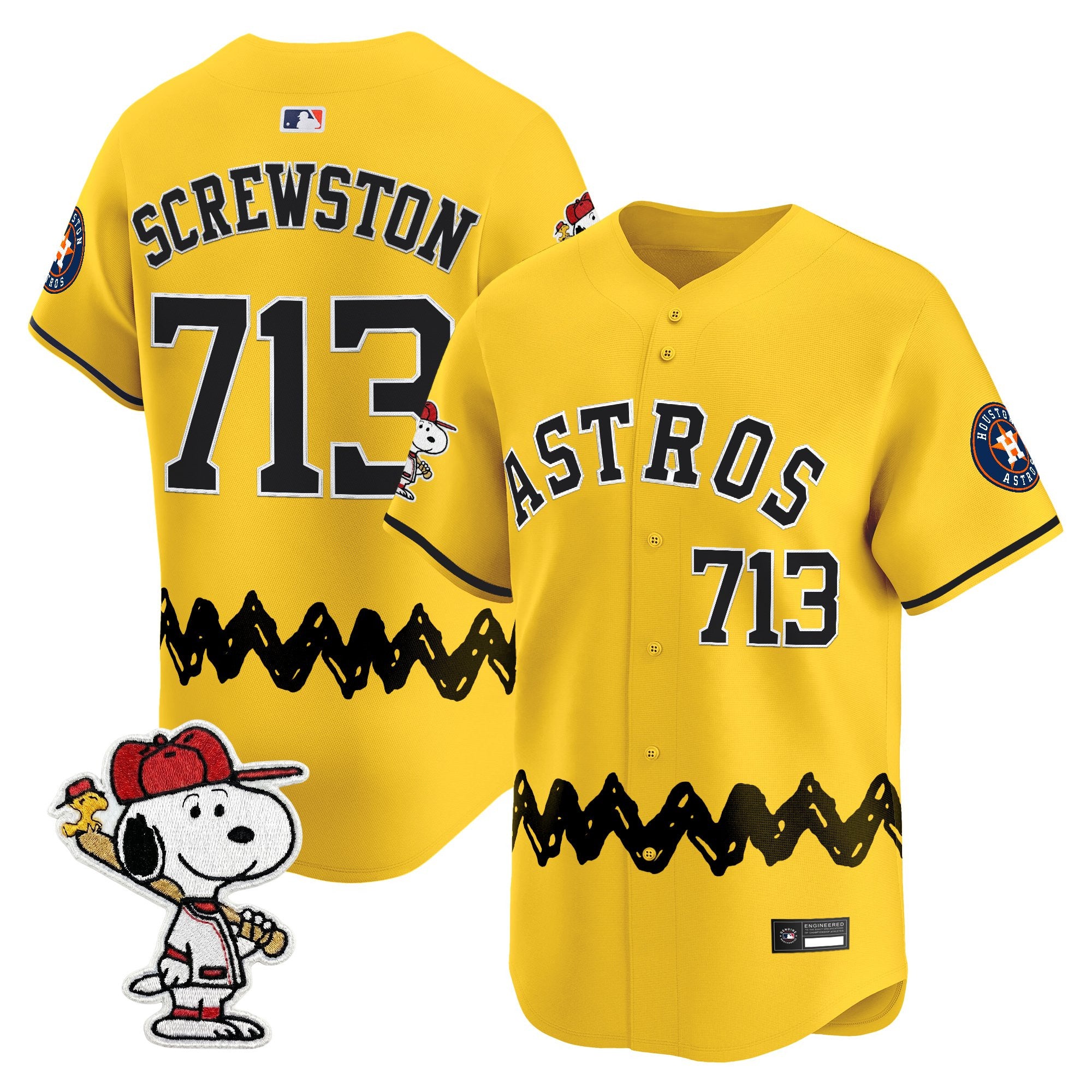 Men's Houston Astros x Peanuts Vapor Premier Limited Jersey - Stitched
