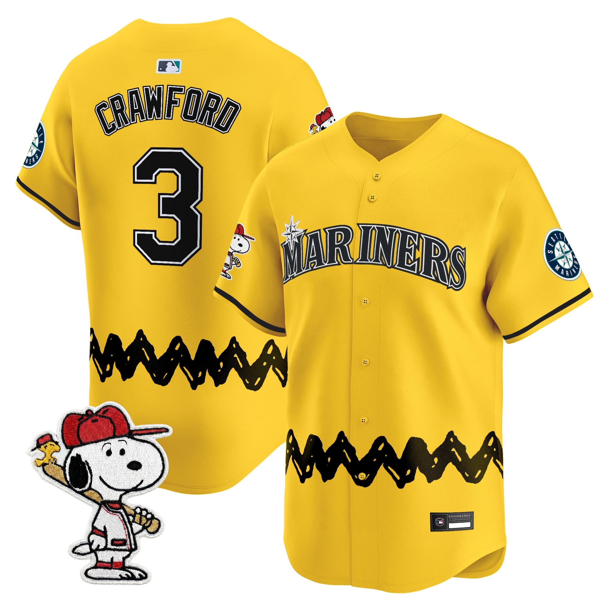 Men's Seattle Mariners x Peanuts Vapor Premier Limited Jersey - Stitched