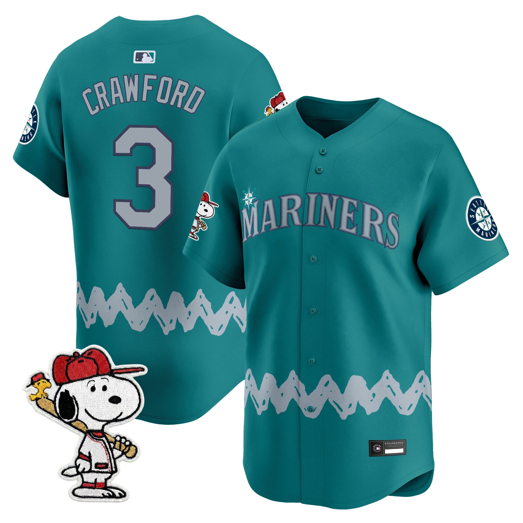 Men's Seattle Mariners x Peanuts Vapor Premier Limited Jersey - Stitched