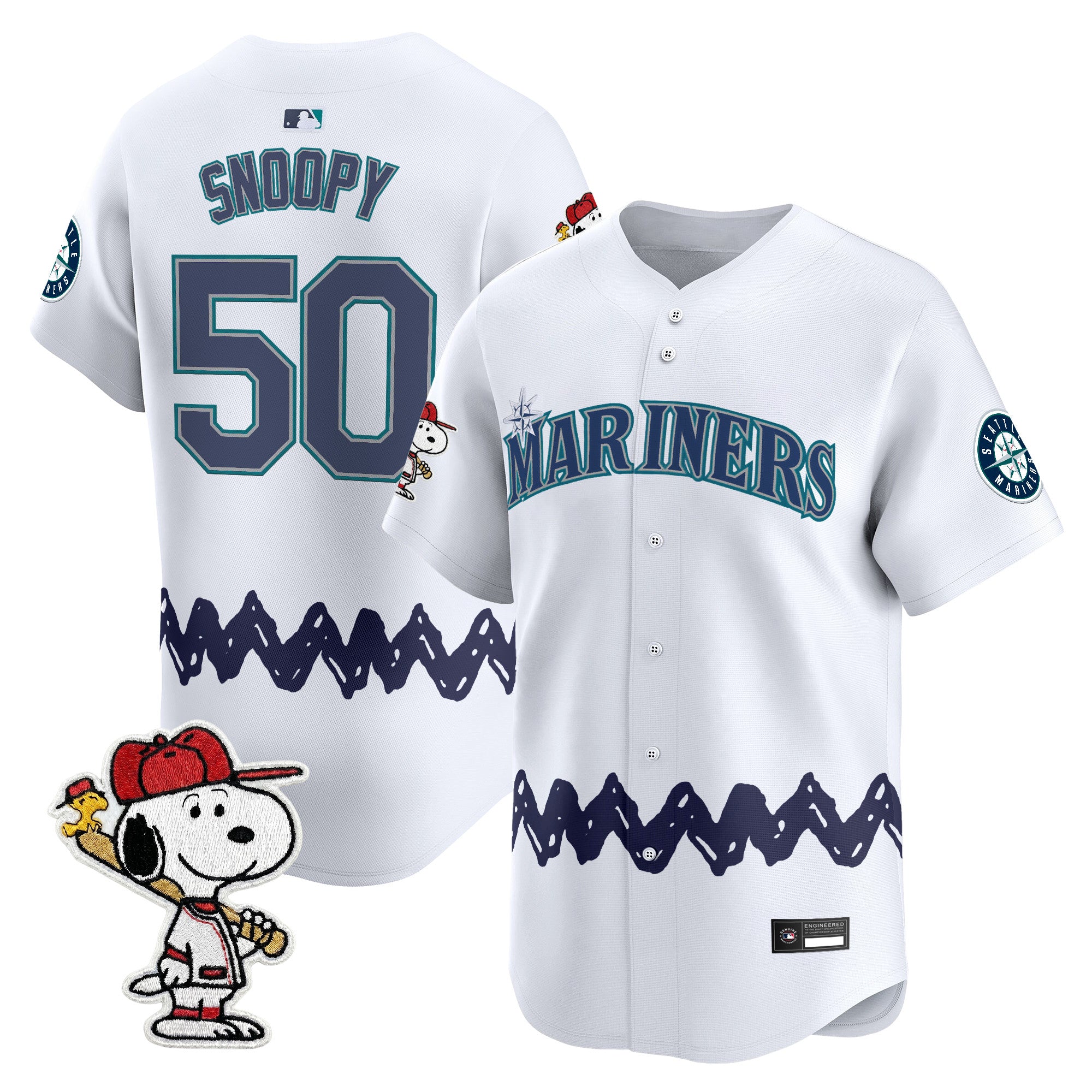 Men's Seattle Mariners x Peanuts Vapor Premier Limited Jersey - Stitched