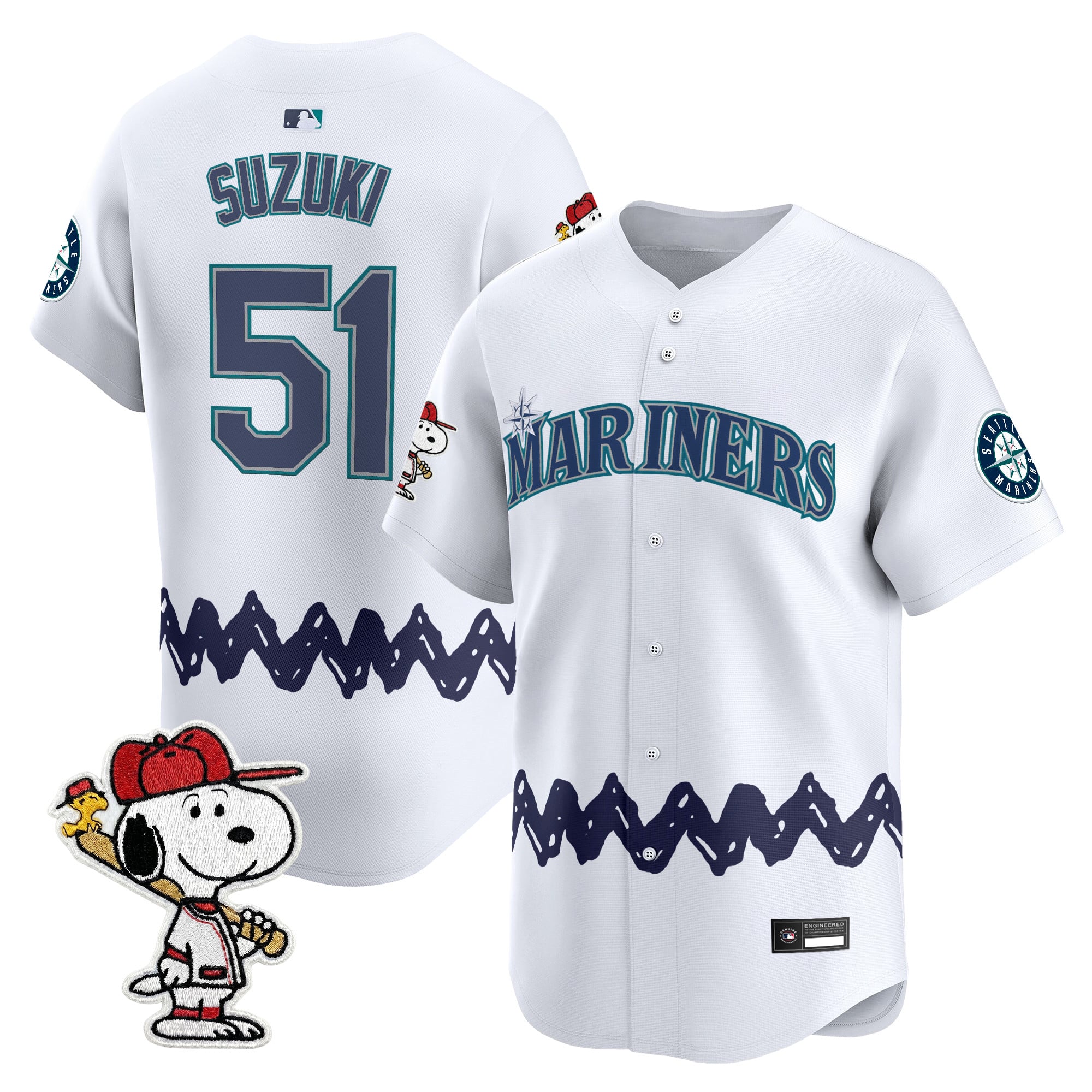 Men's Seattle Mariners x Peanuts Vapor Premier Limited Jersey - Stitched