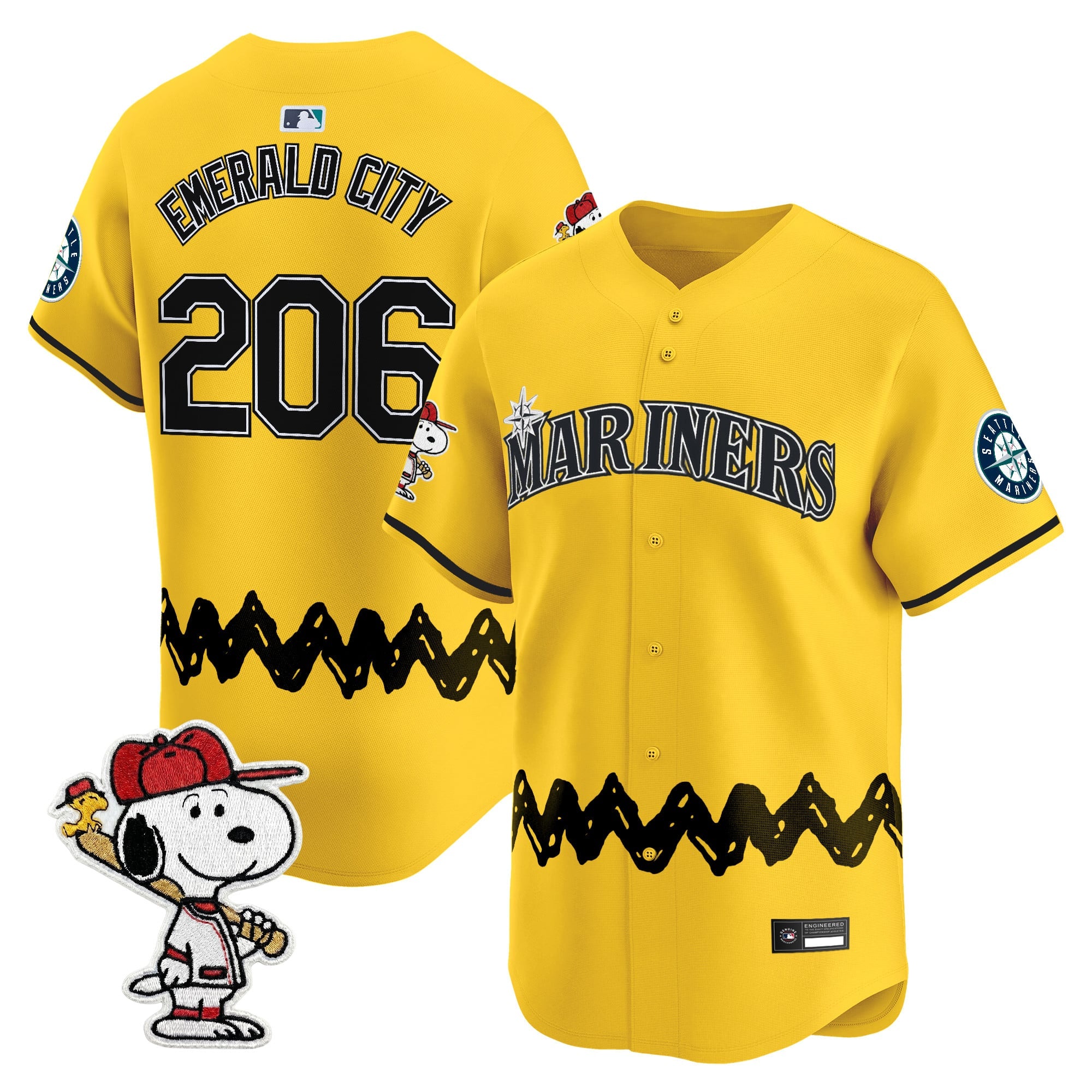Men's Seattle Mariners x Peanuts Vapor Premier Limited Jersey - Stitched