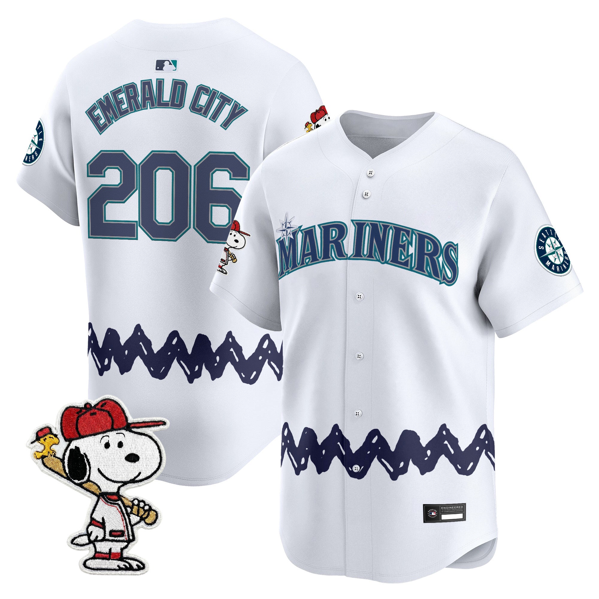 Men's Seattle Mariners x Peanuts Vapor Premier Limited Jersey - Stitched