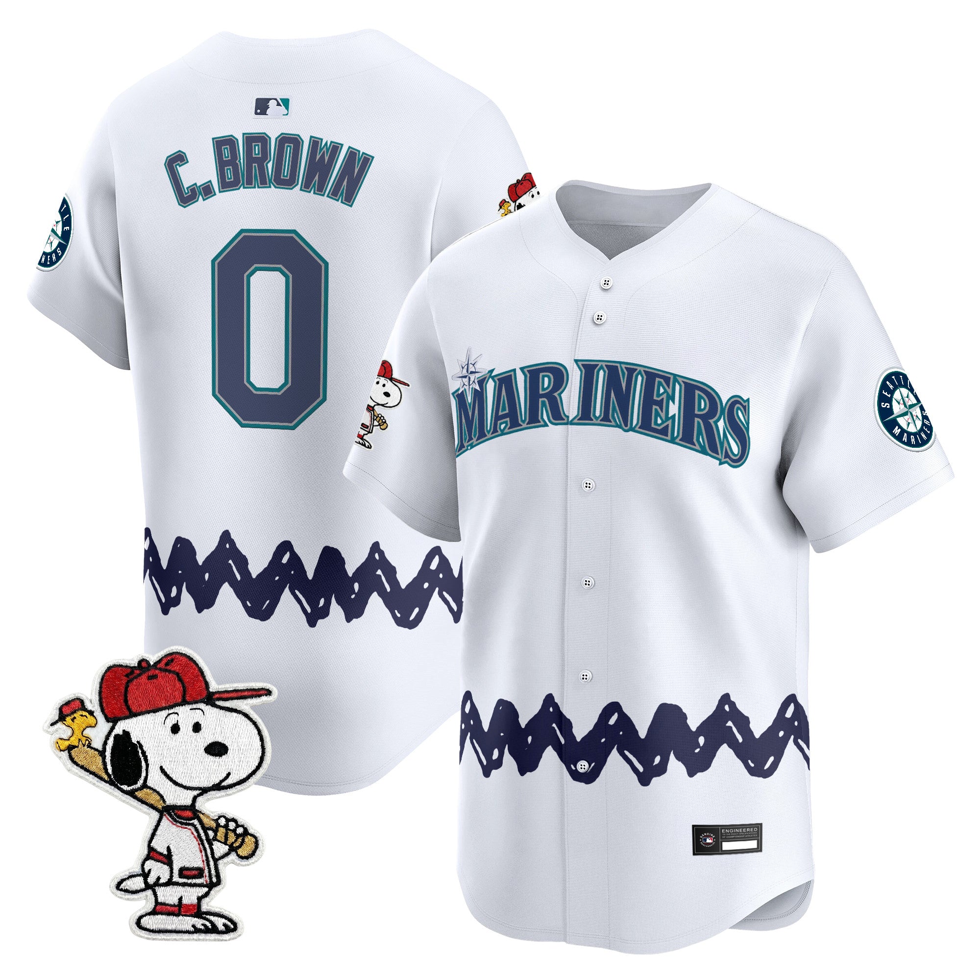 Men's Seattle Mariners x Peanuts Vapor Premier Limited Jersey - Stitched