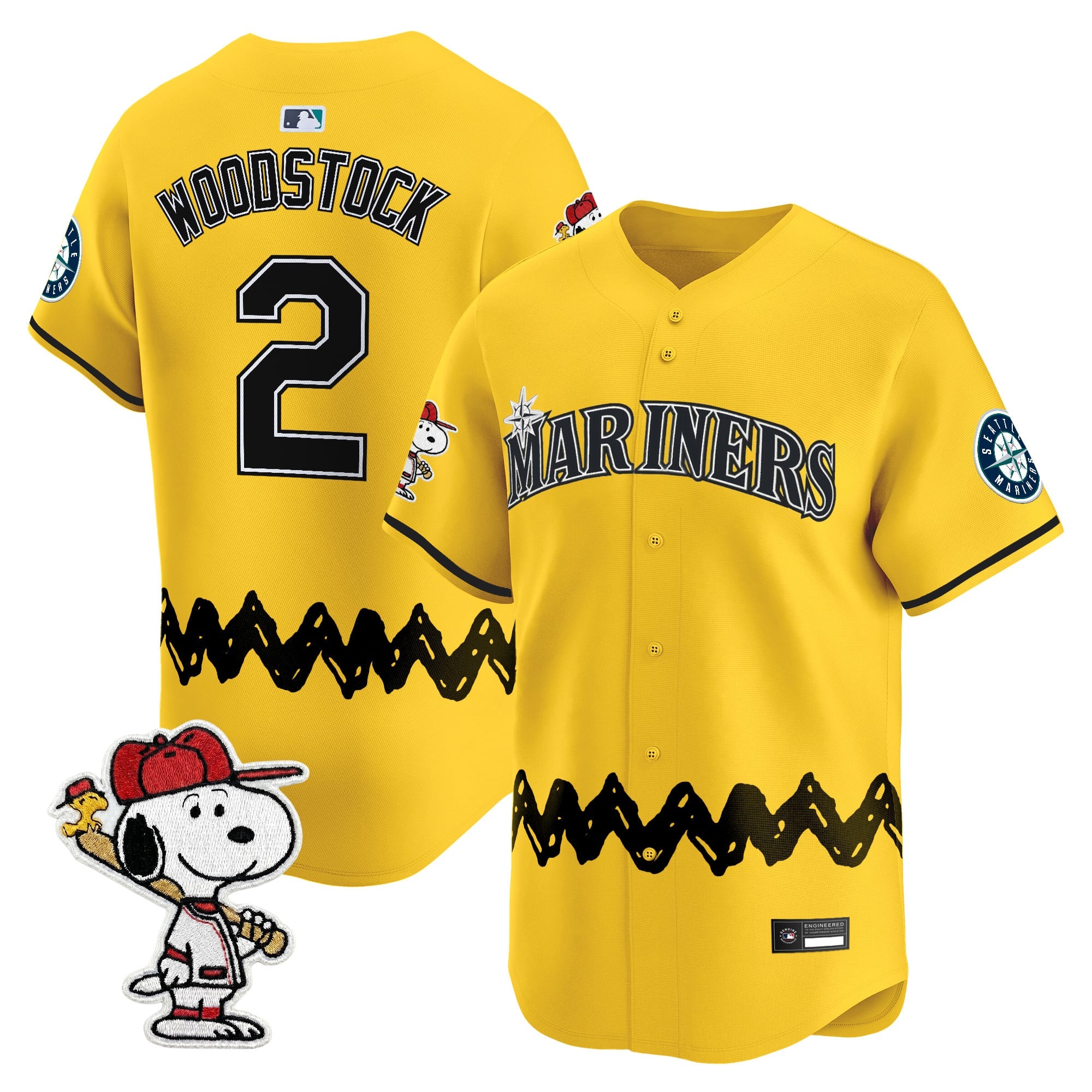 Men's Seattle Mariners x Peanuts Vapor Premier Limited Jersey - Stitched
