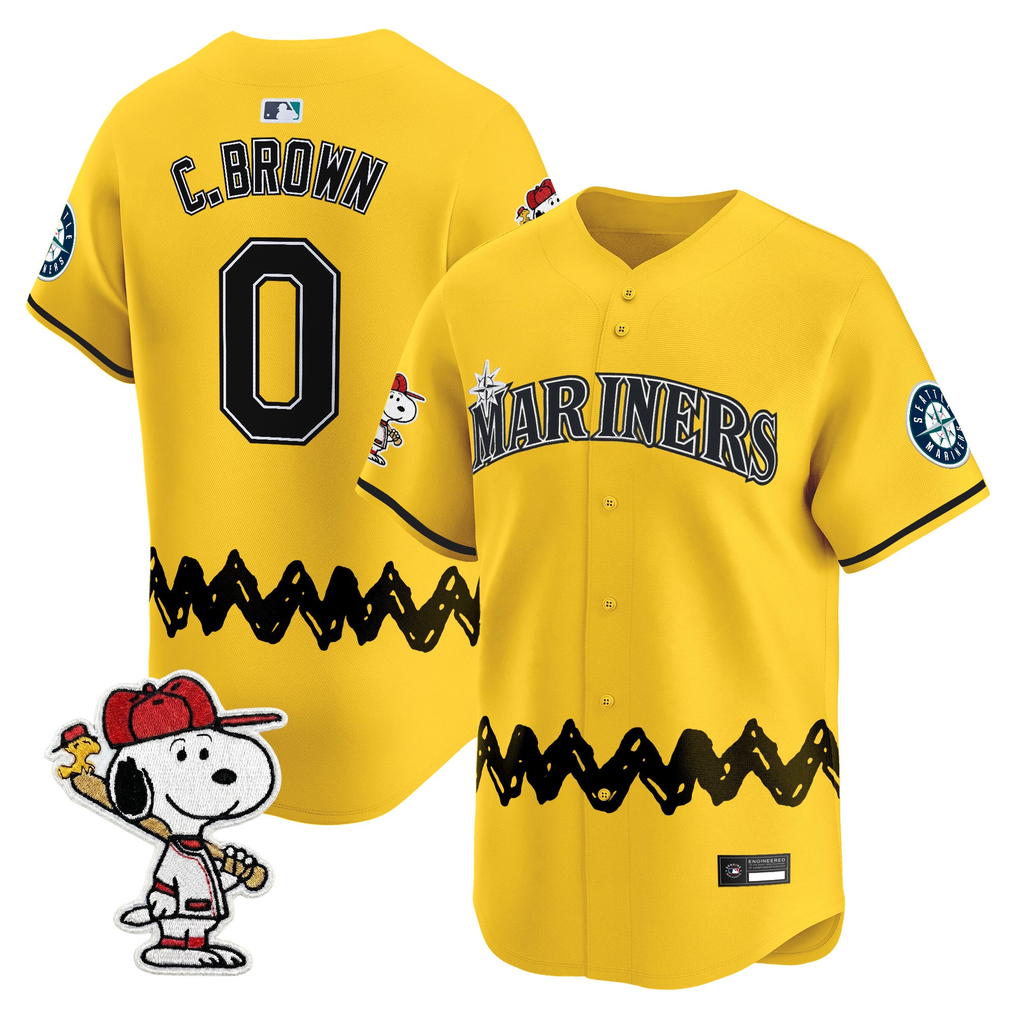 Men's Seattle Mariners x Peanuts Vapor Premier Limited Jersey - Stitched