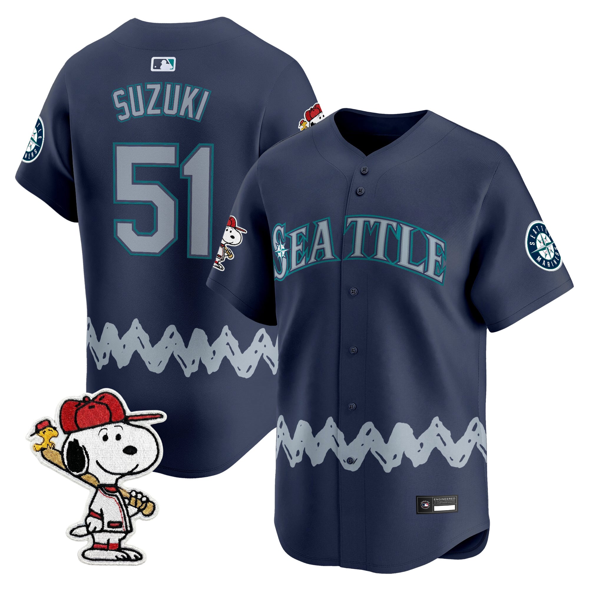 Men's Seattle Mariners x Peanuts Vapor Premier Limited Jersey - Stitched