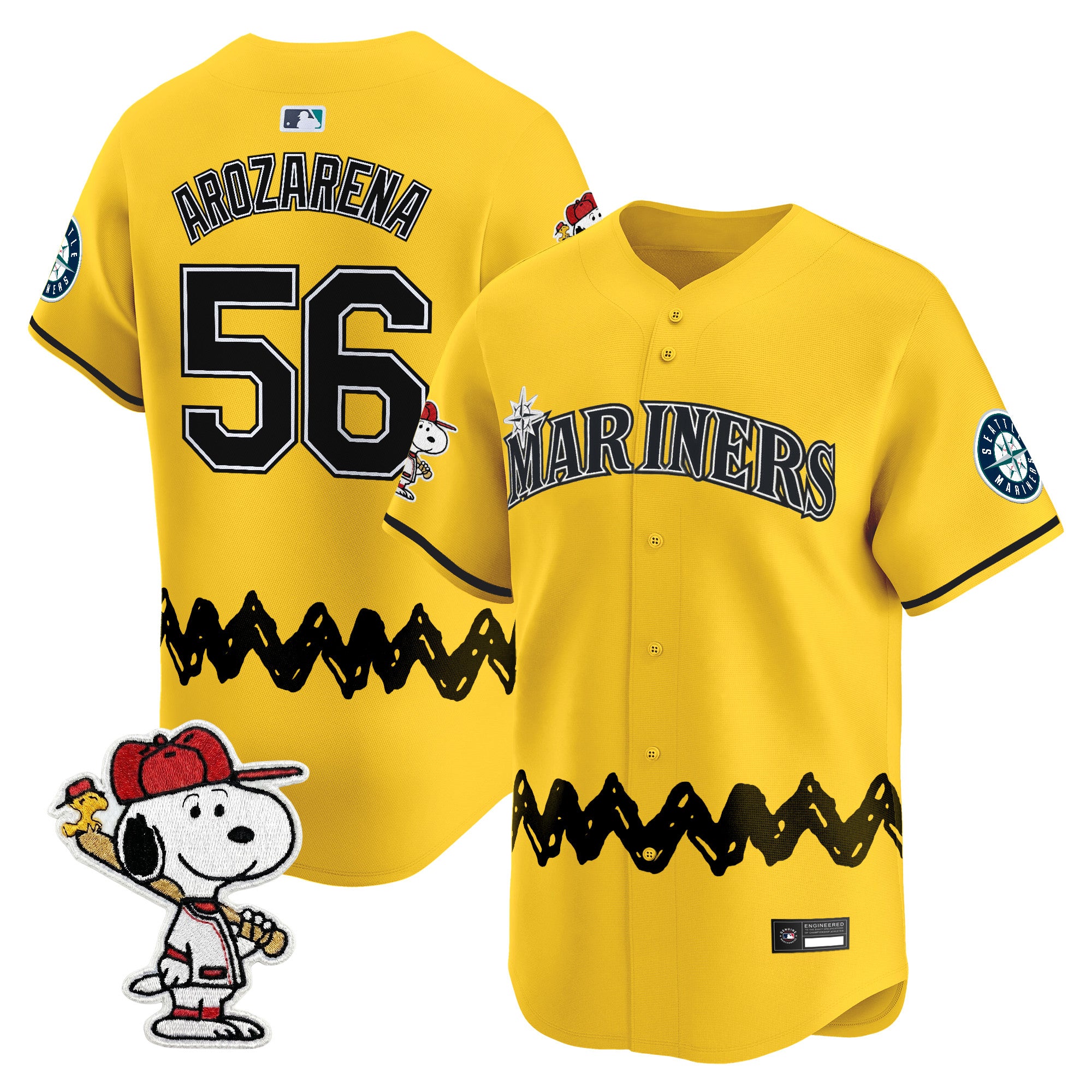 Men's Seattle Mariners x Peanuts Vapor Premier Limited Jersey - Stitched