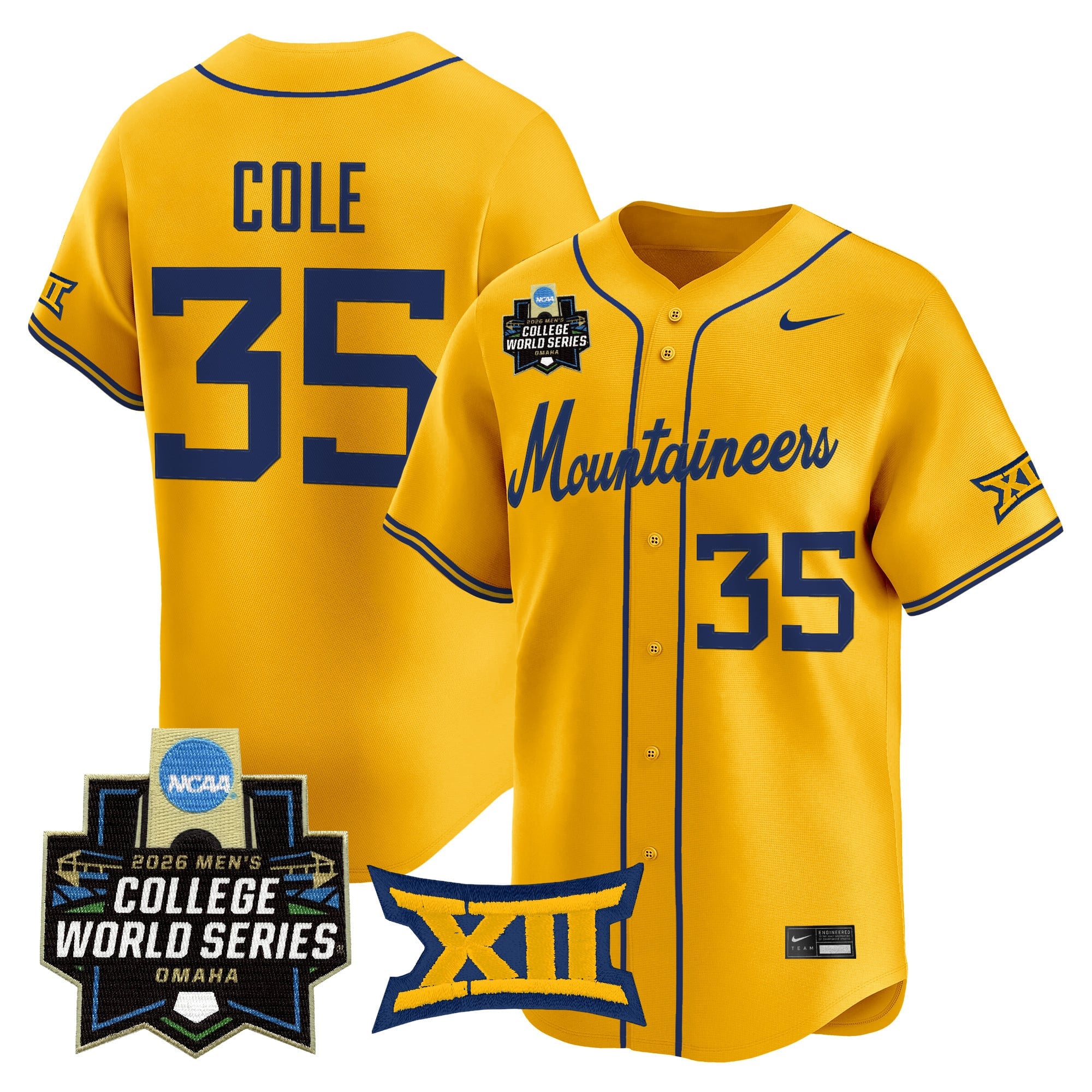 Men's West Virginia Mountaineers 2026 World Series Patch Vapor Premier Limited Jersey - All Stitched