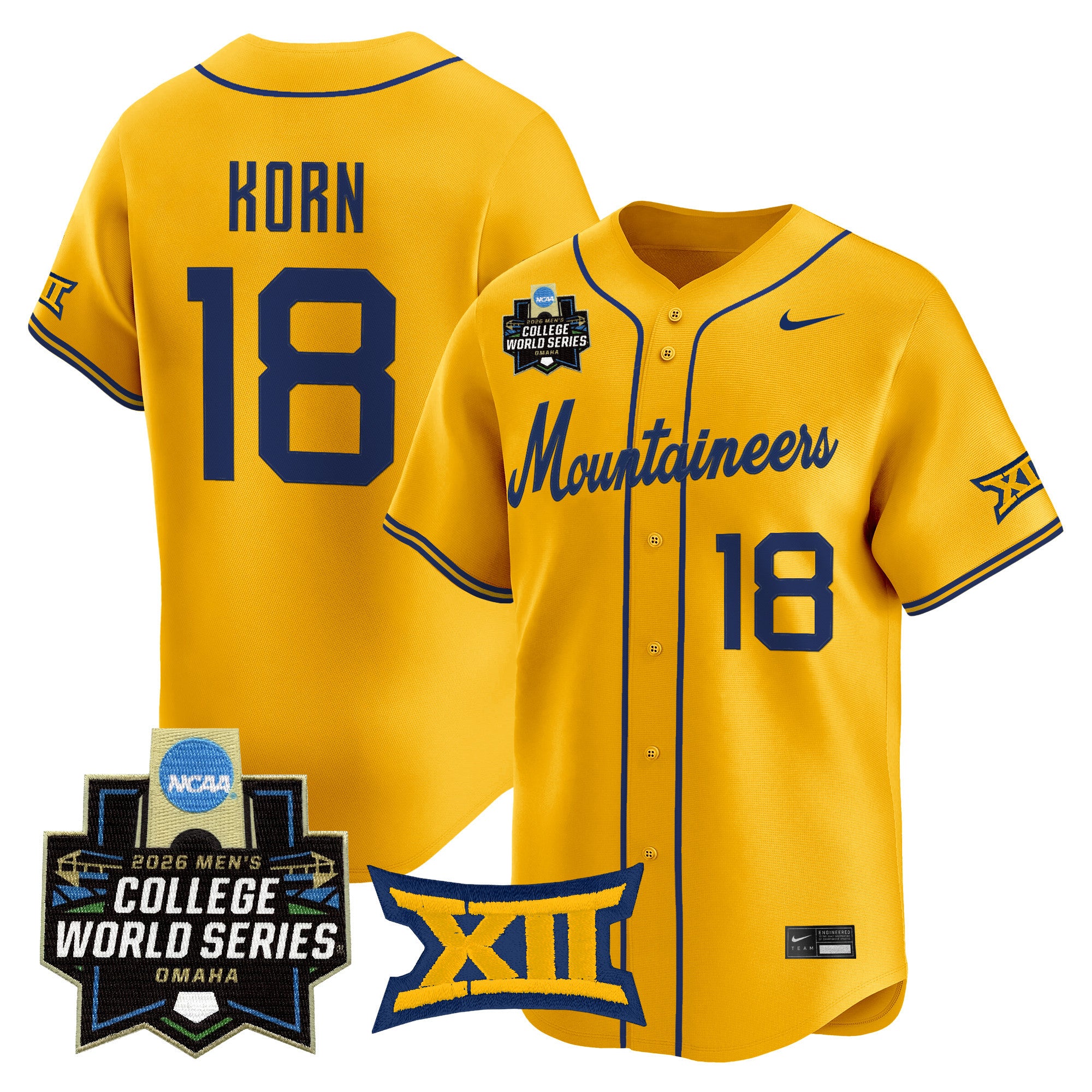 Men's West Virginia Mountaineers 2026 World Series Patch Vapor Premier Limited Jersey - All Stitched