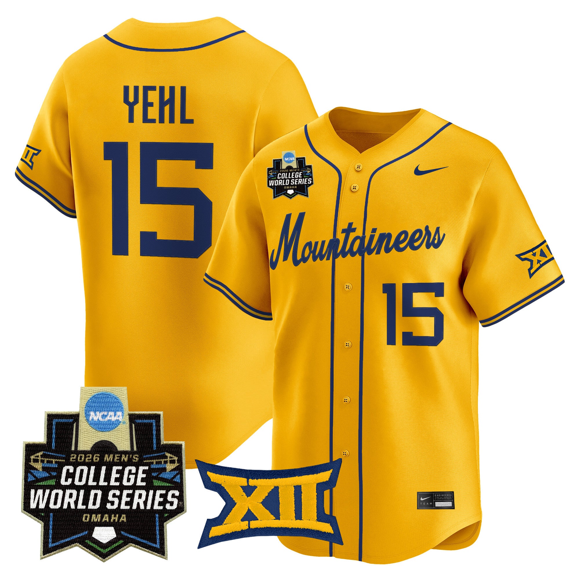 Men's West Virginia Mountaineers 2026 World Series Patch Vapor Premier Limited Jersey - All Stitched