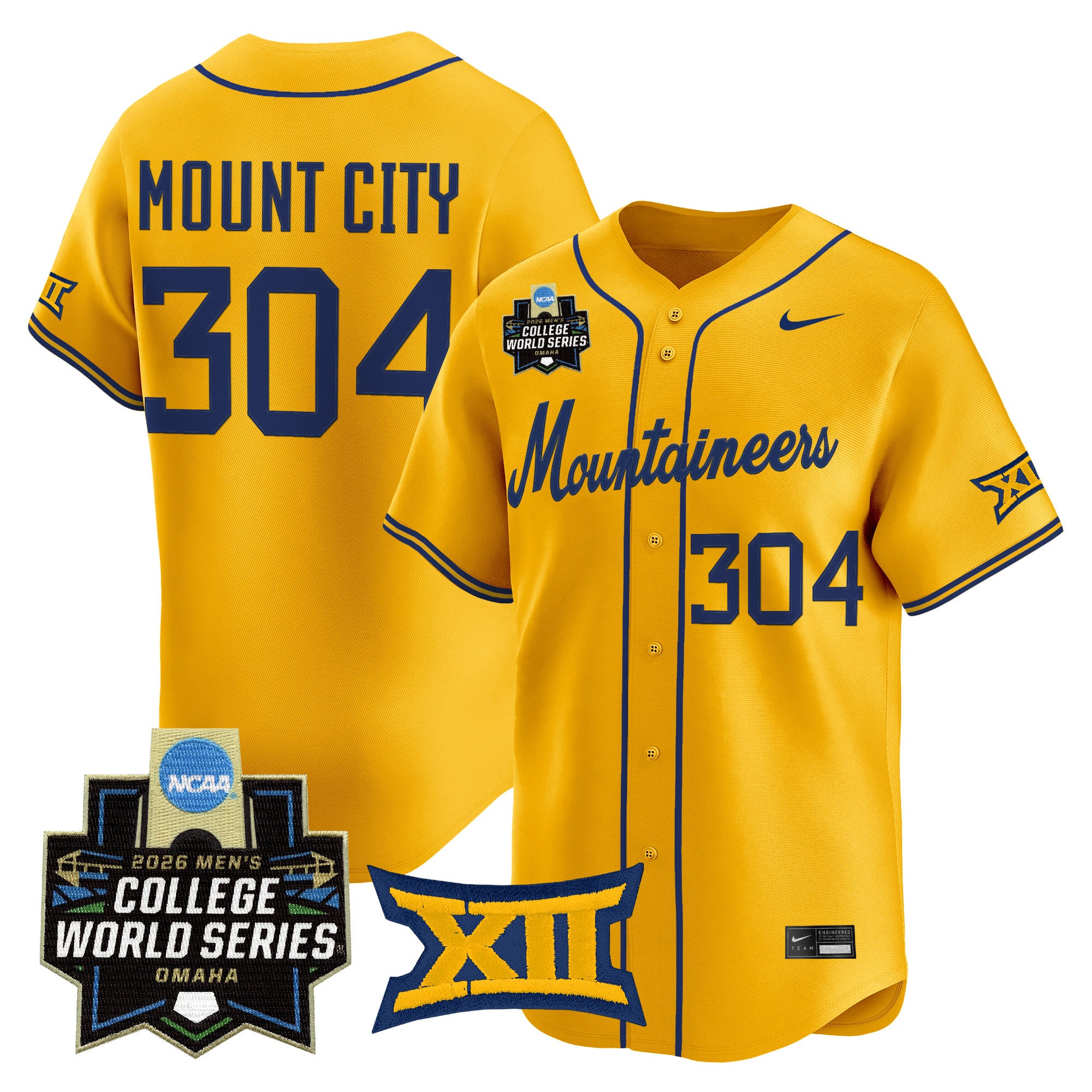 Men's West Virginia Mountaineers 2026 World Series Patch Vapor Premier Limited Jersey - All Stitched