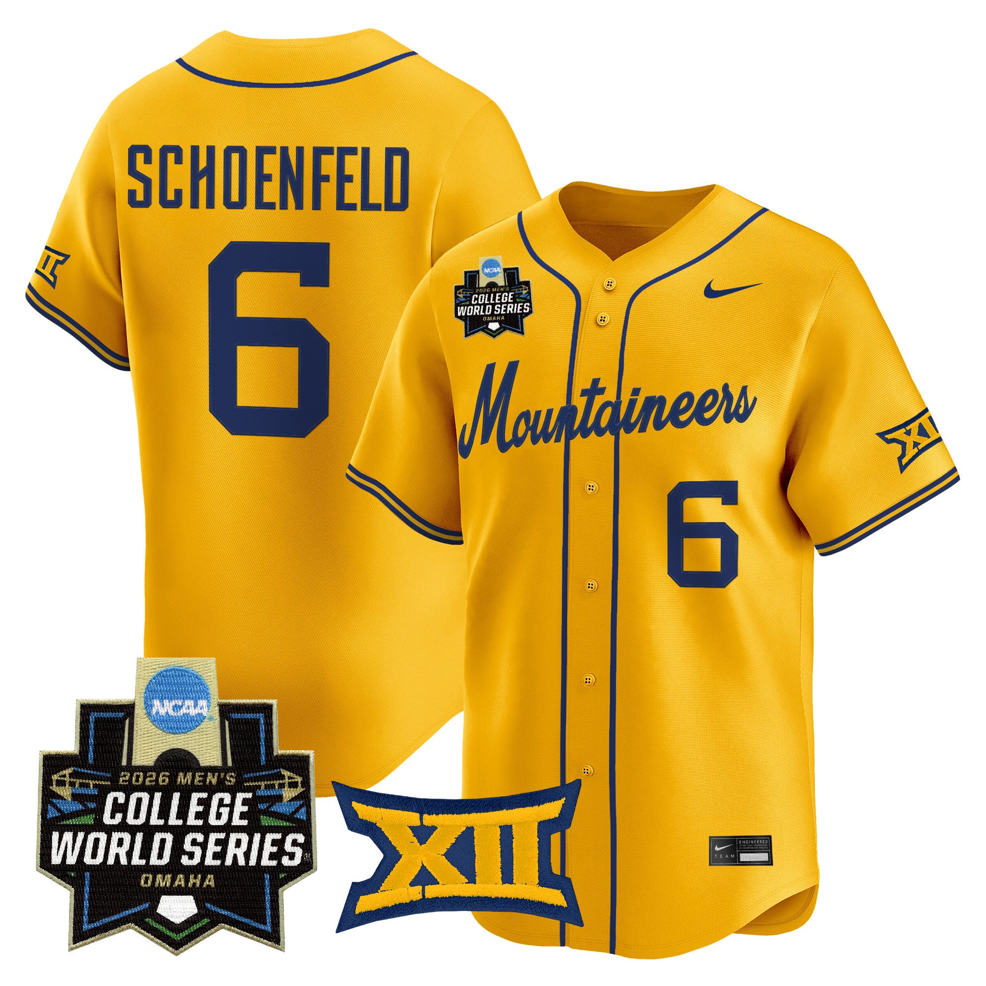 Men's West Virginia Mountaineers 2026 World Series Patch Vapor Premier Limited Jersey - All Stitched