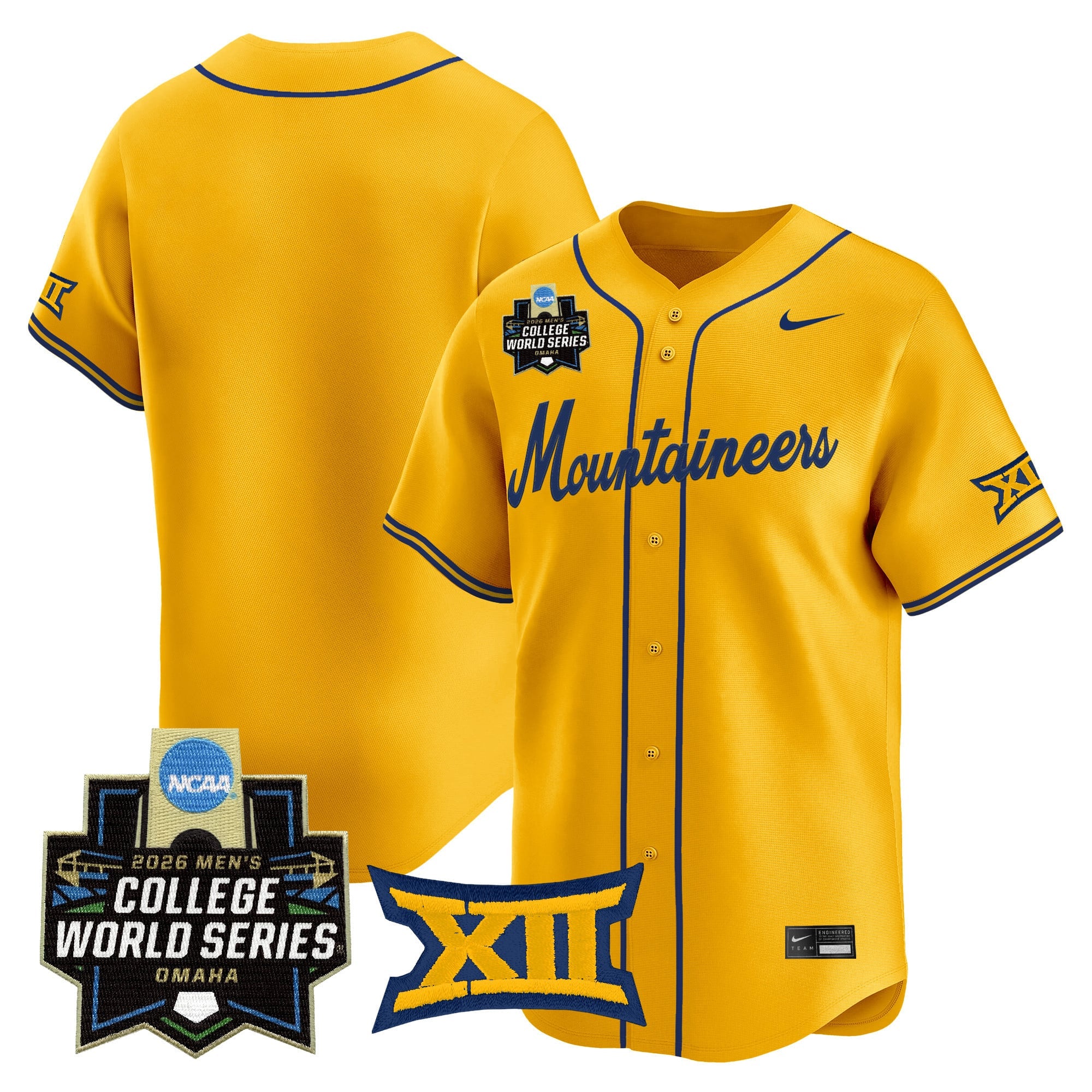 Men's West Virginia Mountaineers 2026 World Series Patch Vapor Premier Limited Jersey - All Stitched