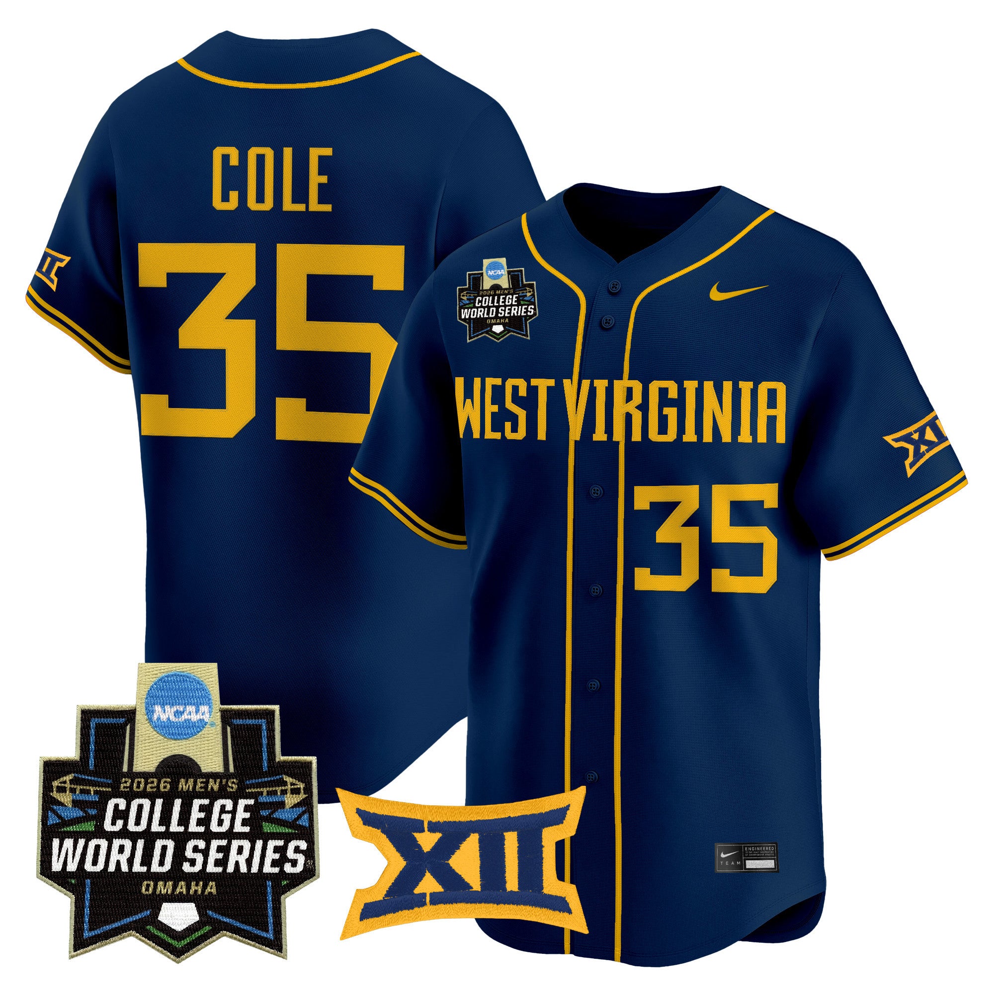 Men's West Virginia Mountaineers 2026 World Series Patch Vapor Premier Limited Jersey - All Stitched