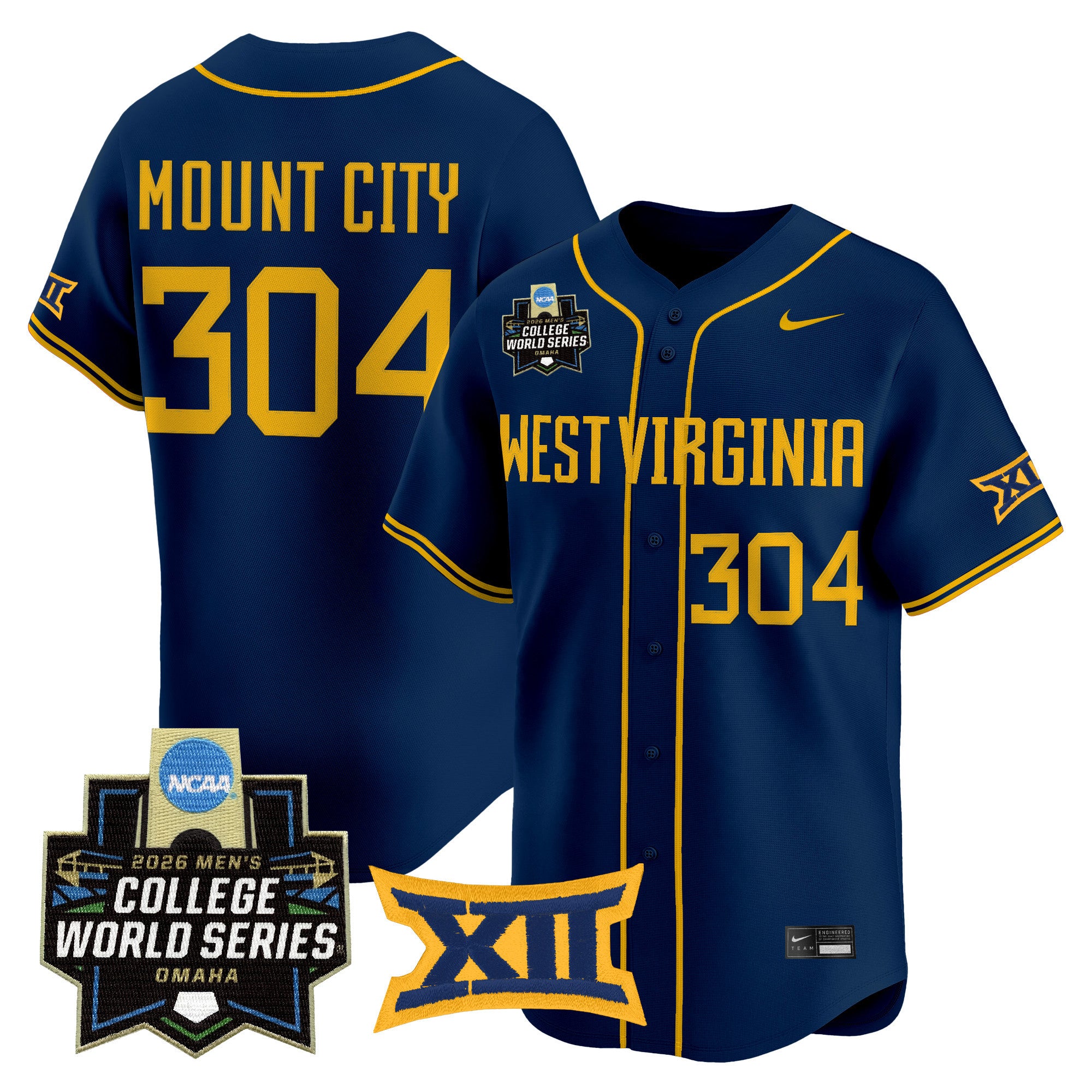 Men's West Virginia Mountaineers 2026 World Series Patch Vapor Premier Limited Jersey - All Stitched