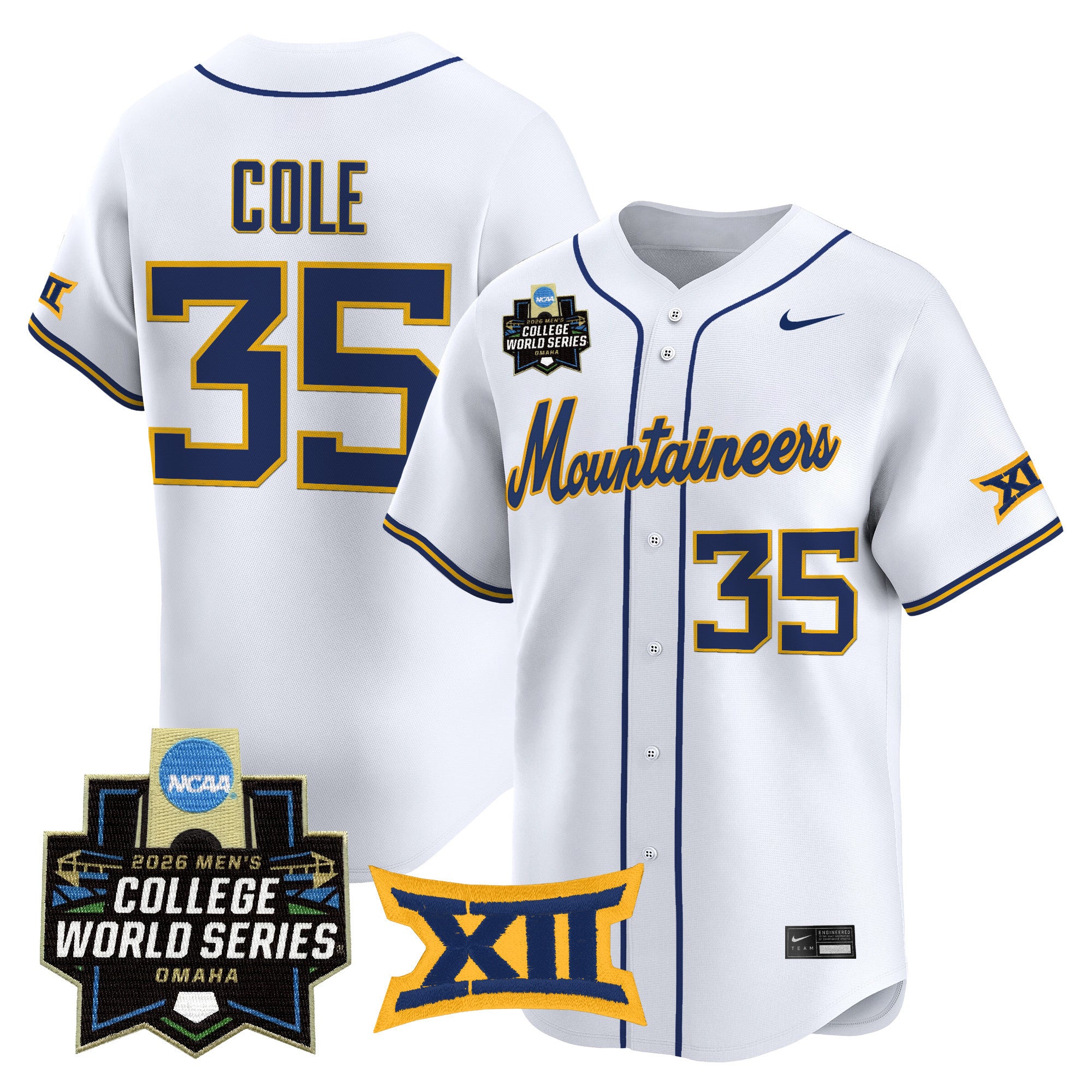 Men's West Virginia Mountaineers 2026 World Series Patch Vapor Premier Limited Jersey - All Stitched