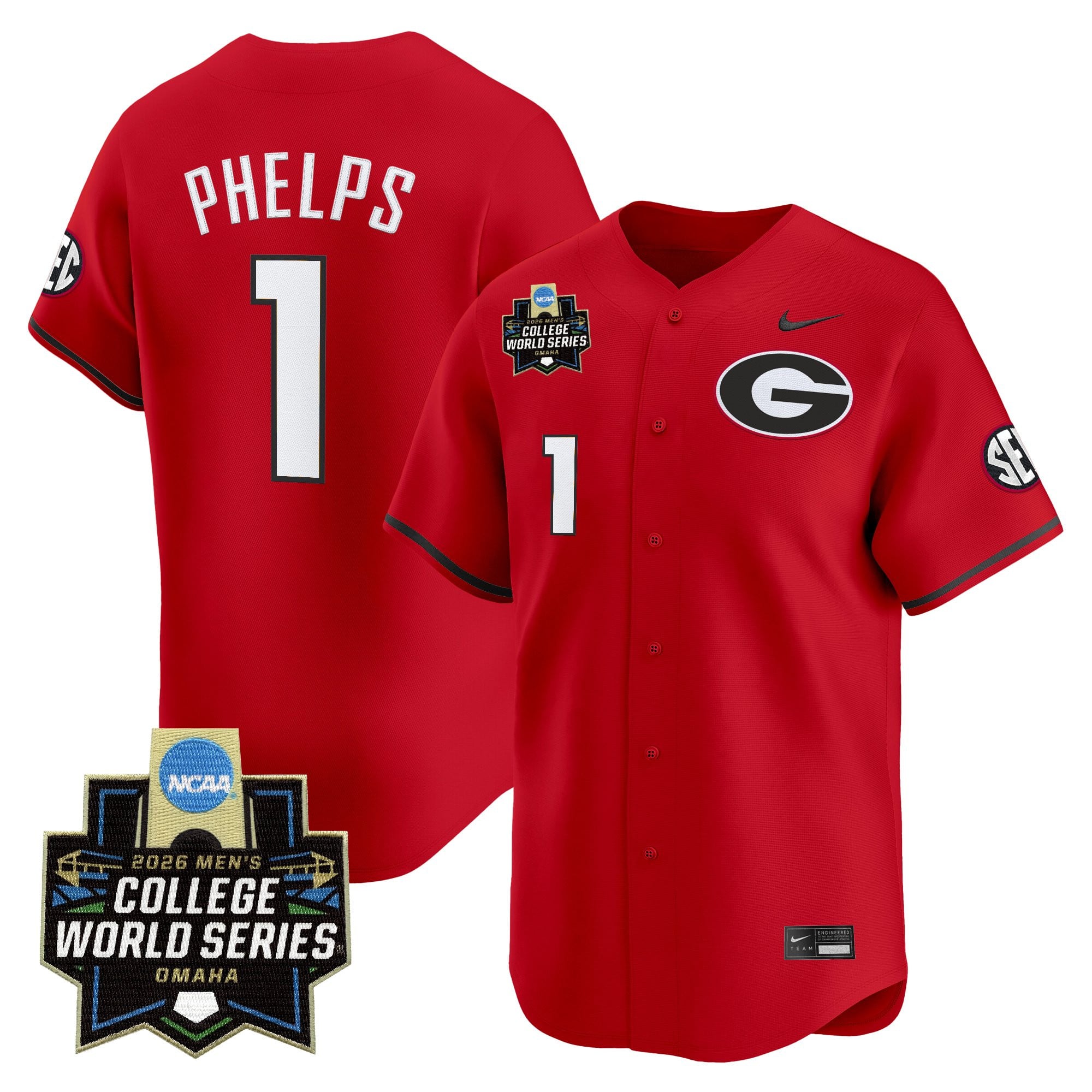 Men's Georgia Bulldogs Baseball 2026 World Series Vapor Premier Limited Jersey - All Stitched