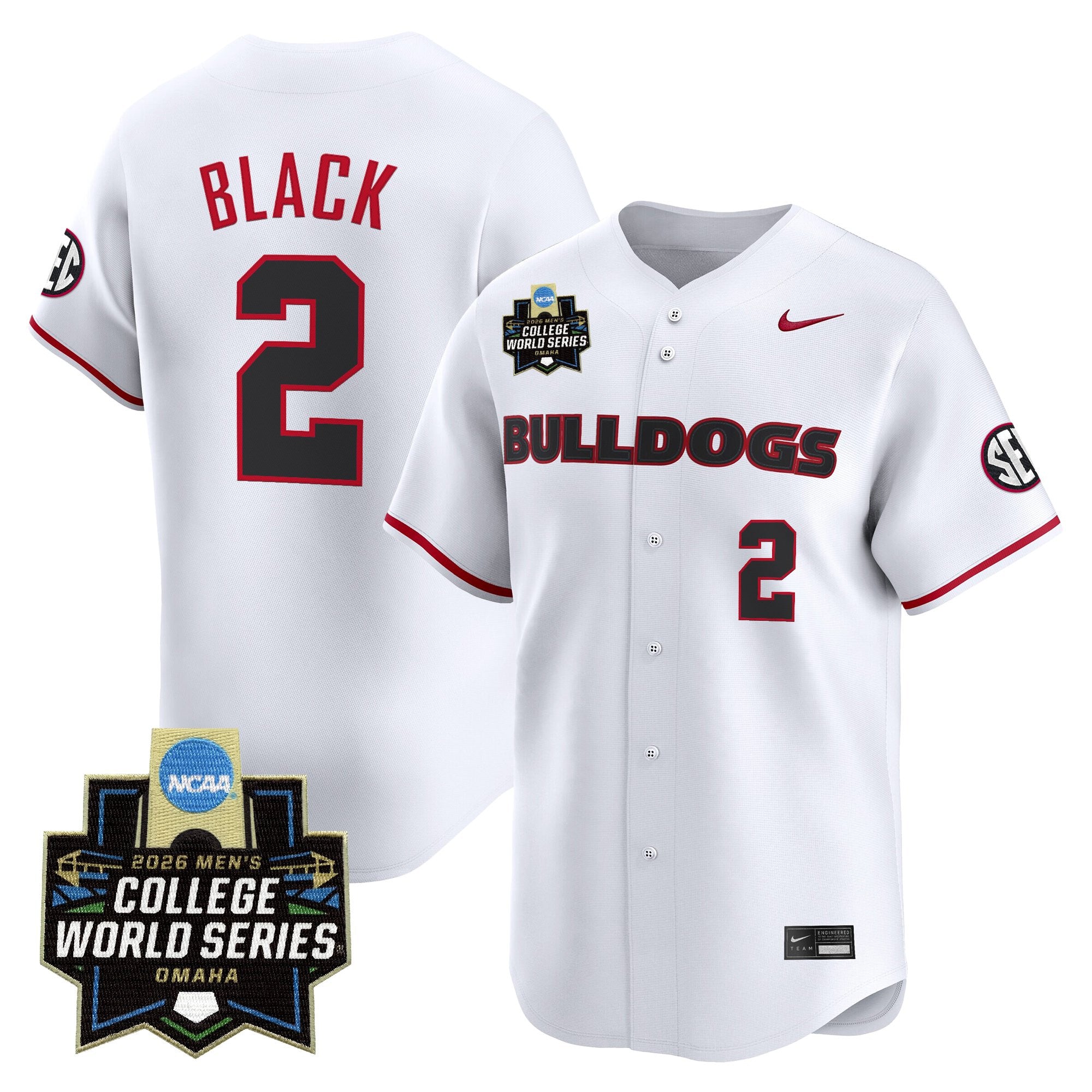 Men's Georgia Bulldogs Baseball 2026 World Series Vapor Premier Limited Jersey - All Stitched