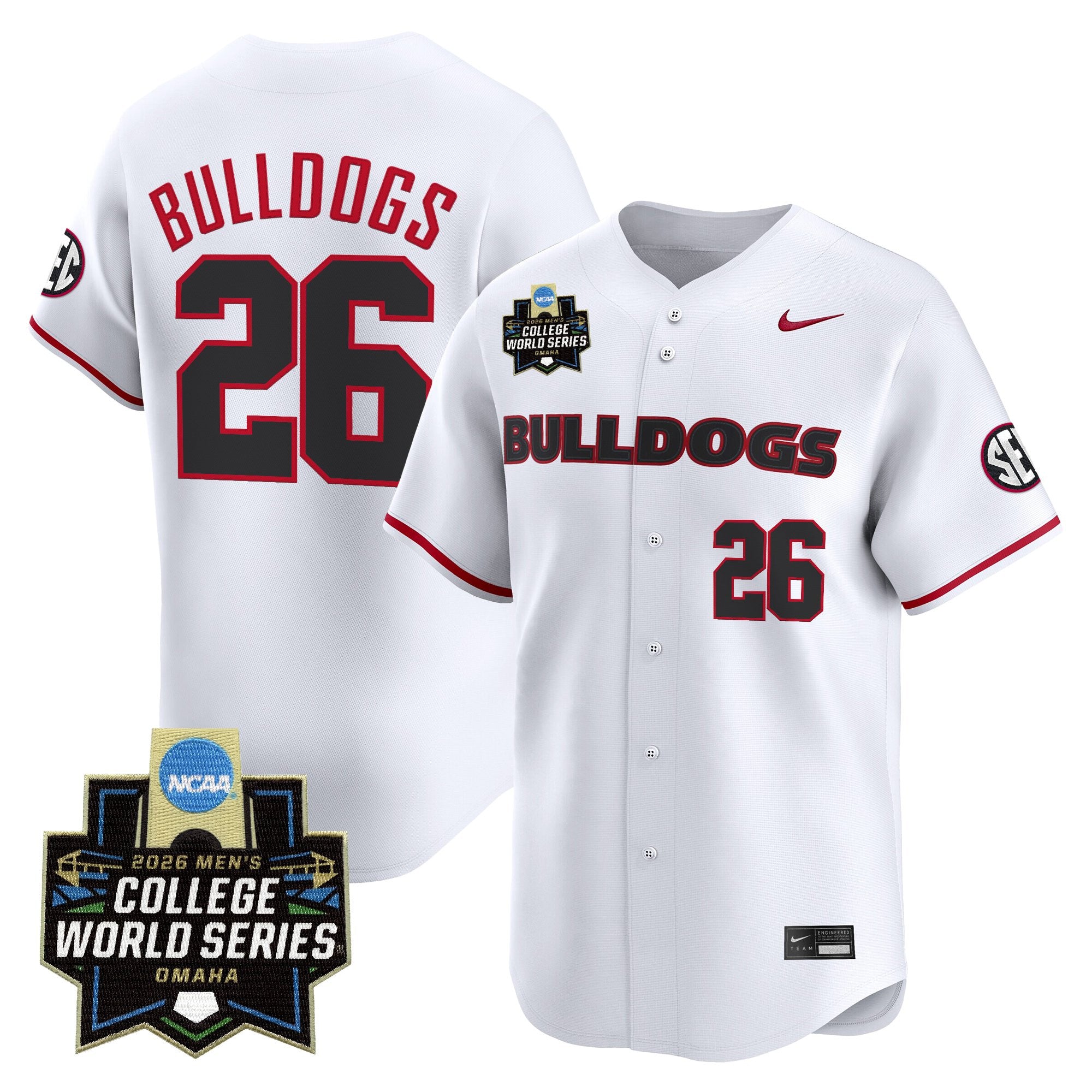 Men's Georgia Bulldogs Baseball 2026 World Series Vapor Premier Limited Jersey - All Stitched