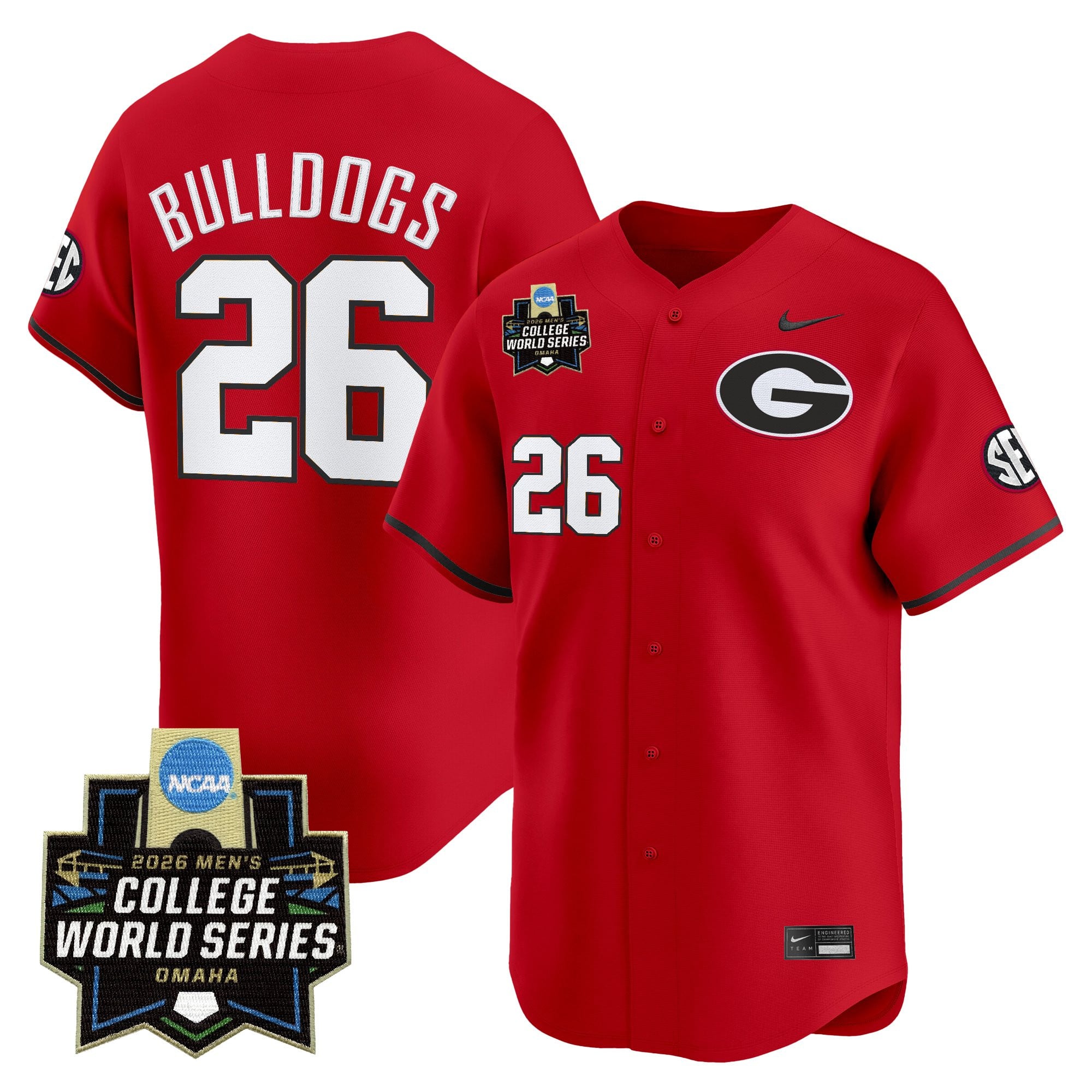 Men's Georgia Bulldogs Baseball 2026 World Series Vapor Premier Limited Jersey - All Stitched
