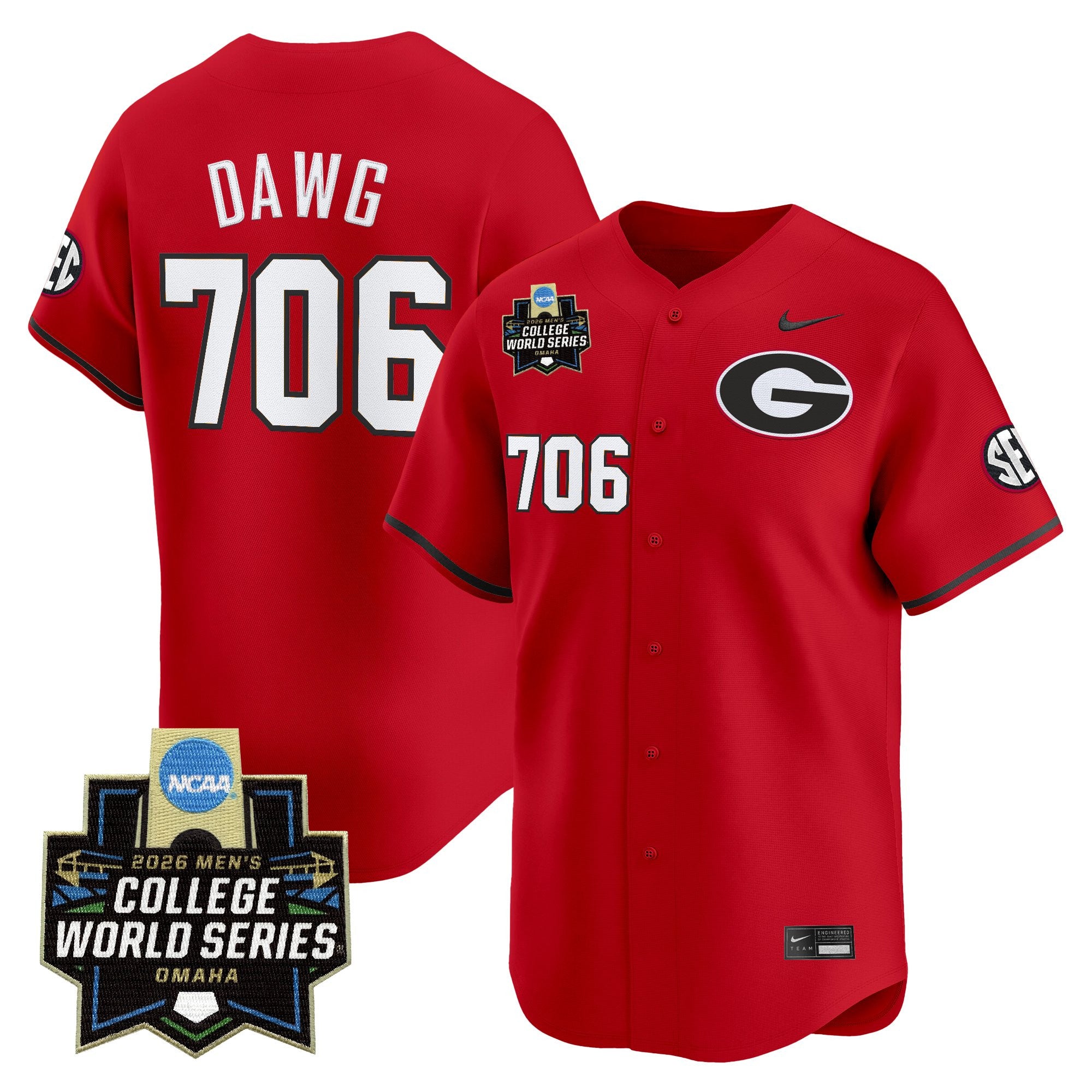 Men's Georgia Bulldogs Baseball 2026 World Series Vapor Premier Limited Jersey - All Stitched