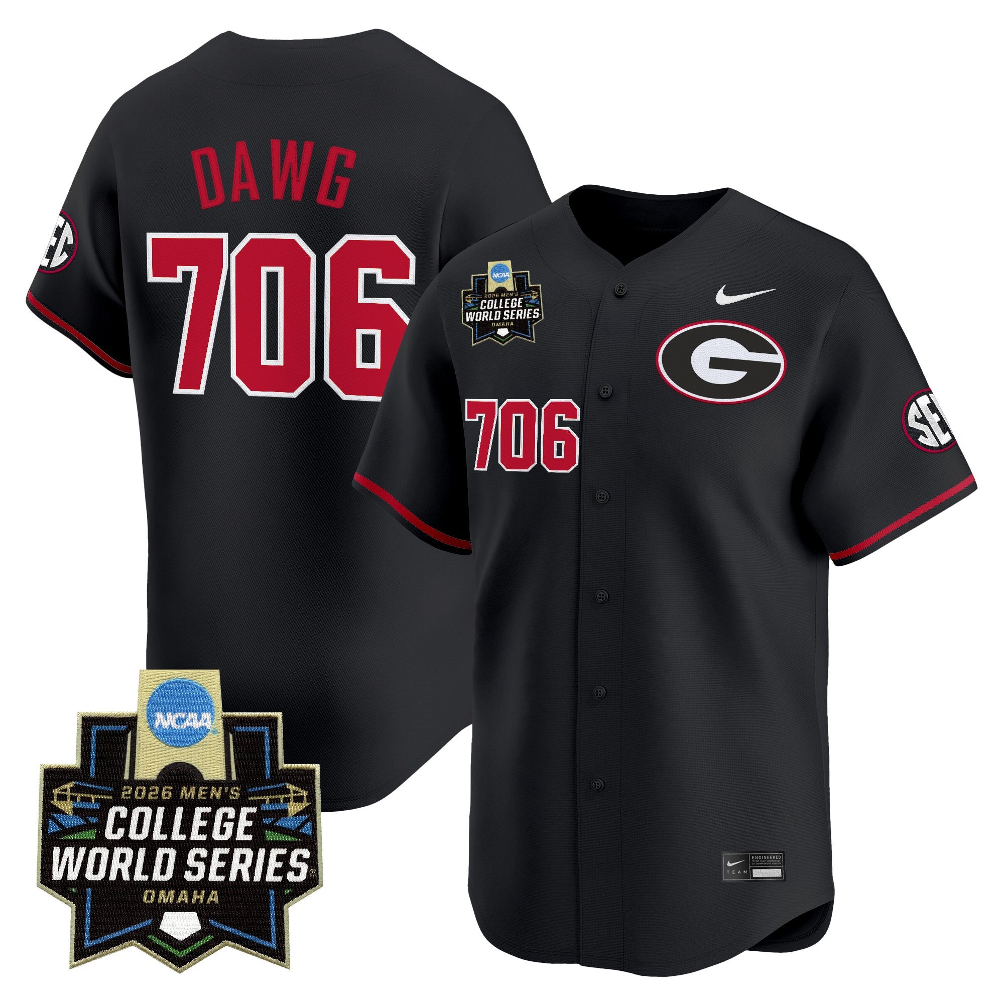 Men's Georgia Bulldogs Baseball 2026 World Series Vapor Premier Limited Jersey - All Stitched