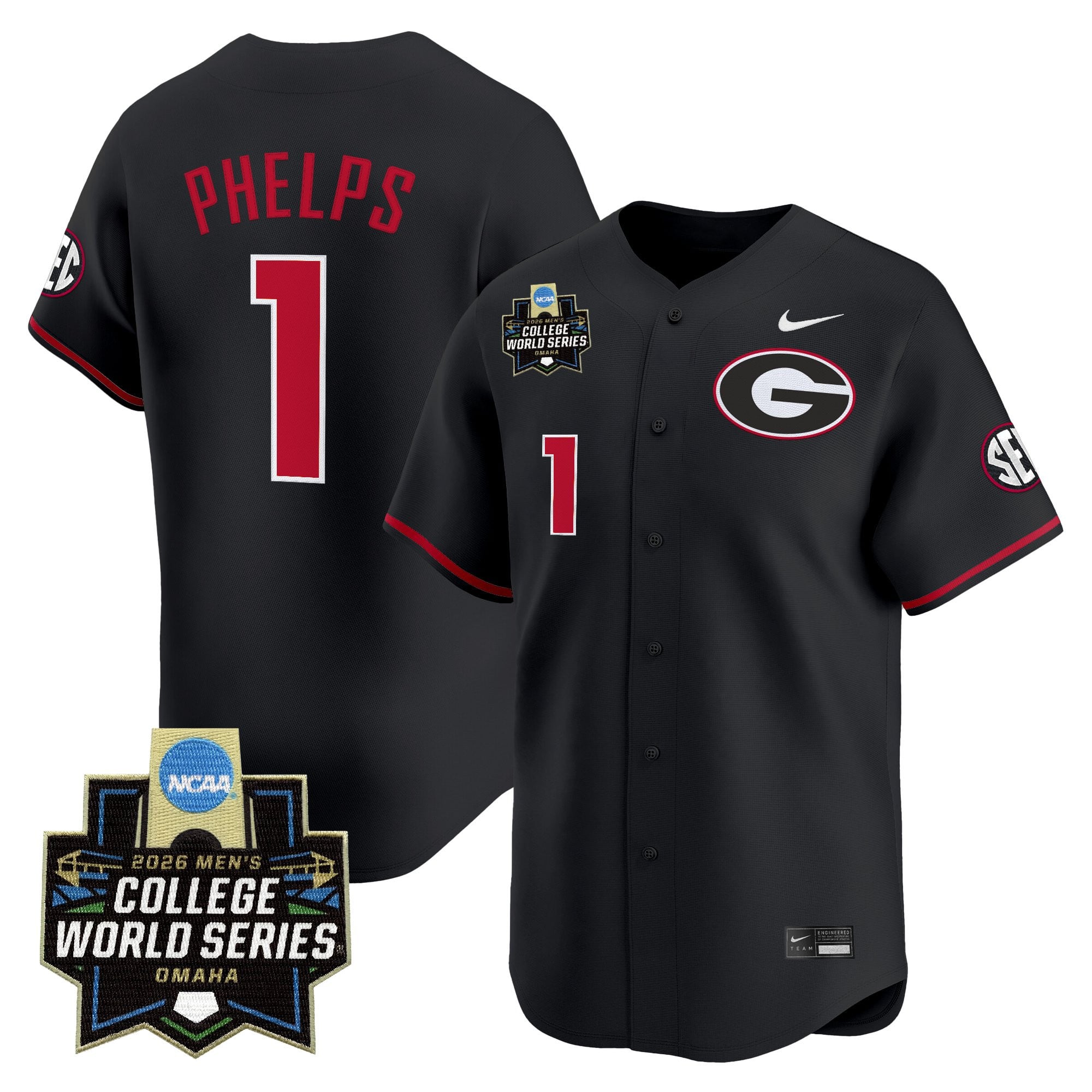 Men's Georgia Bulldogs Baseball 2026 World Series Vapor Premier Limited Jersey - All Stitched