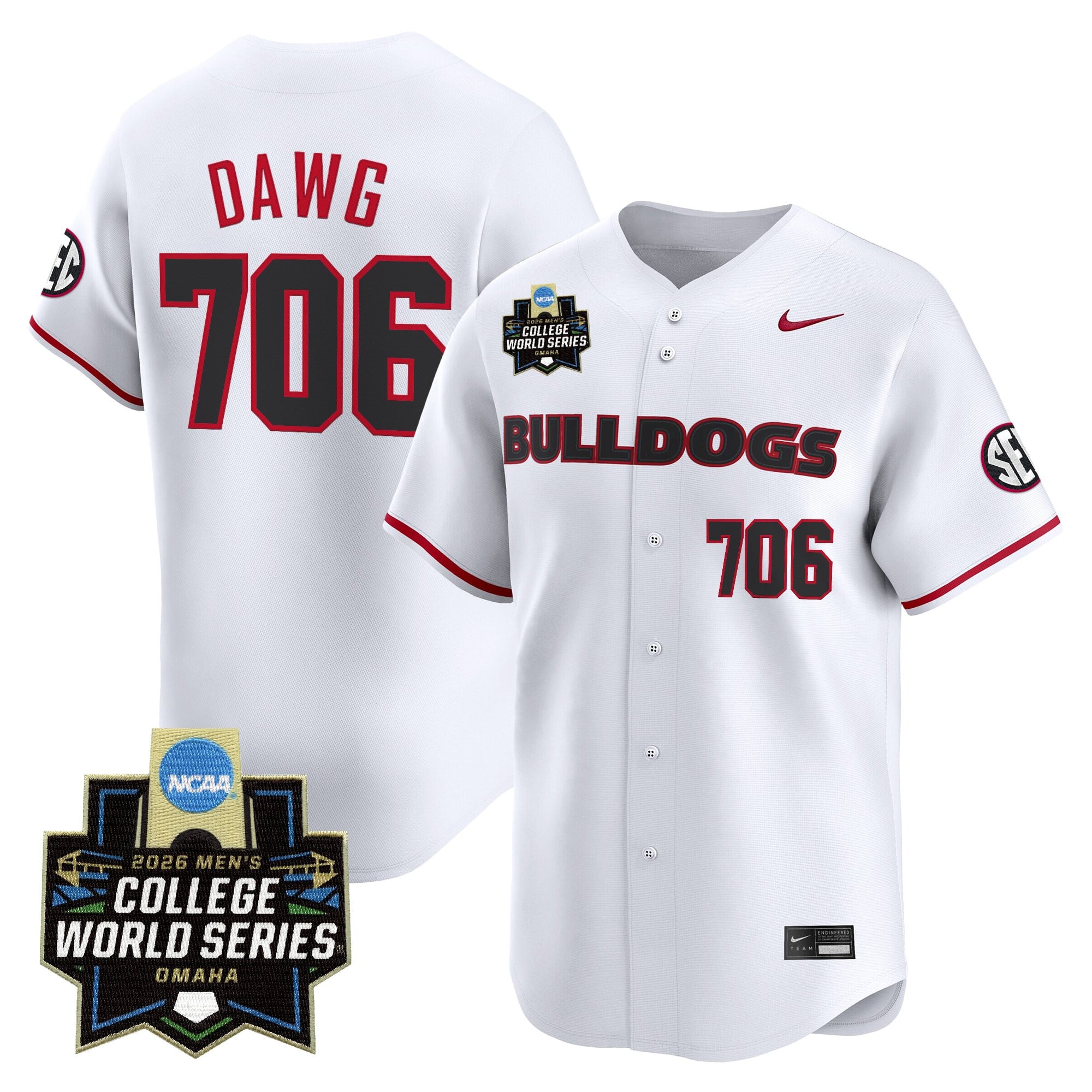 Men's Georgia Bulldogs Baseball 2026 World Series Vapor Premier Limited Jersey - All Stitched