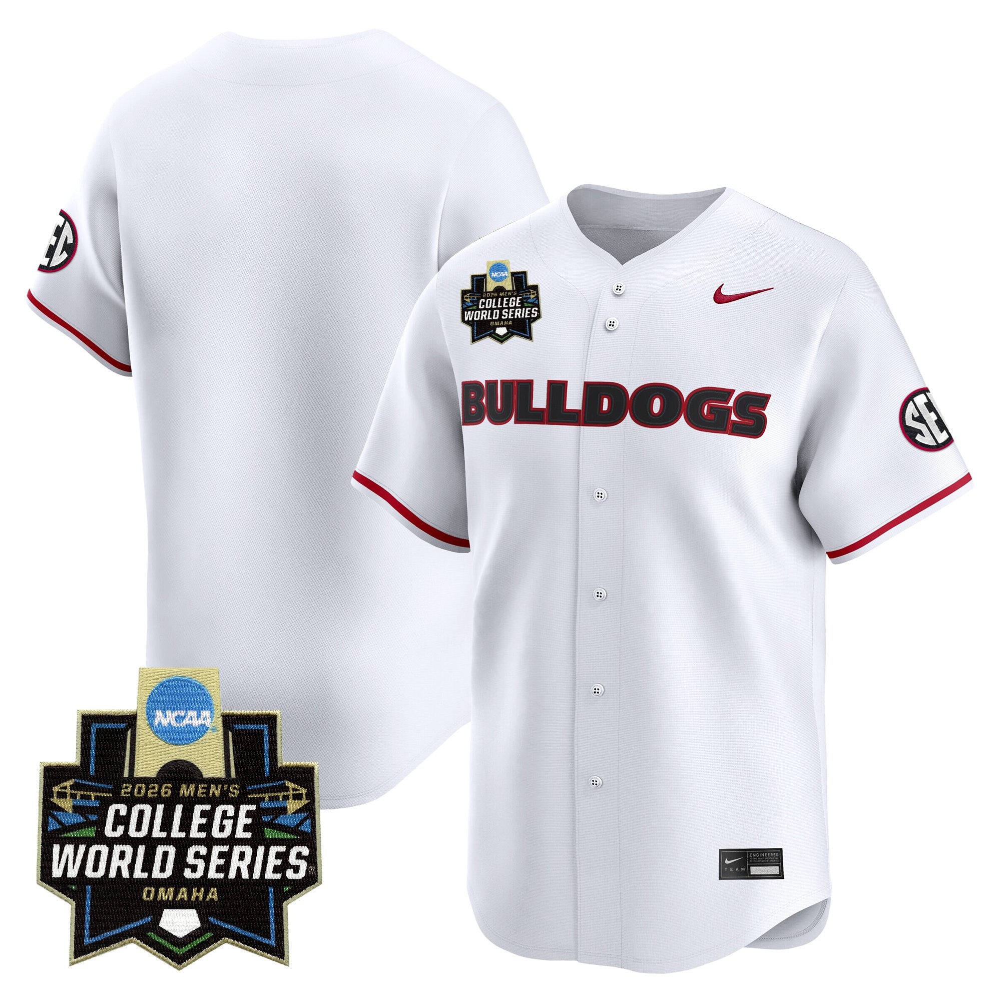 Men's Georgia Bulldogs Baseball 2026 World Series Vapor Premier Limited Jersey - All Stitched