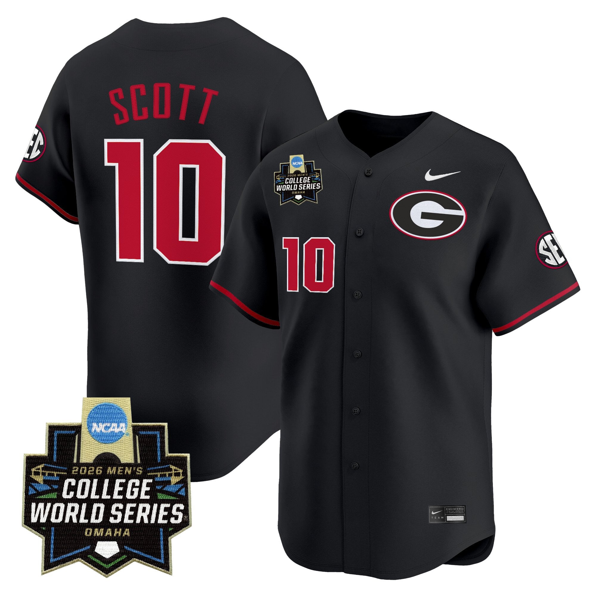 Men's Georgia Bulldogs Baseball 2026 World Series Vapor Premier Limited Jersey - All Stitched