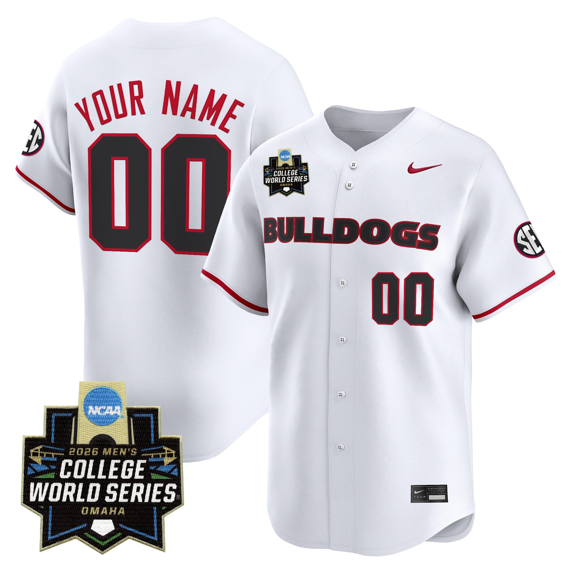 Georgia Bulldogs Baseball 2026 World Series Vapor Premier Limited Custom Jersey - All Stitched