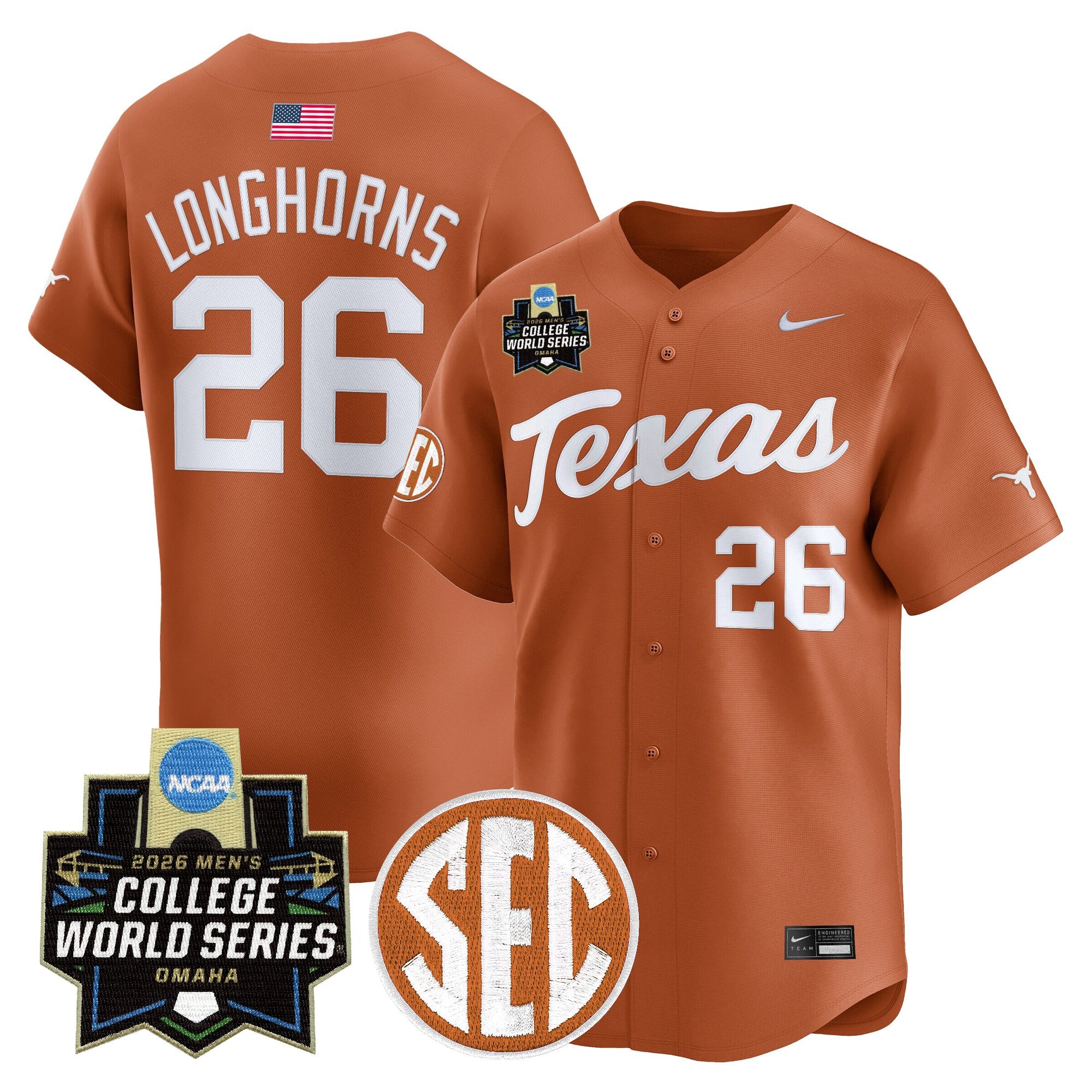 Men's Texas Longhorns 2026 World Series Vapor Premier Limited Jersey - All Stitched