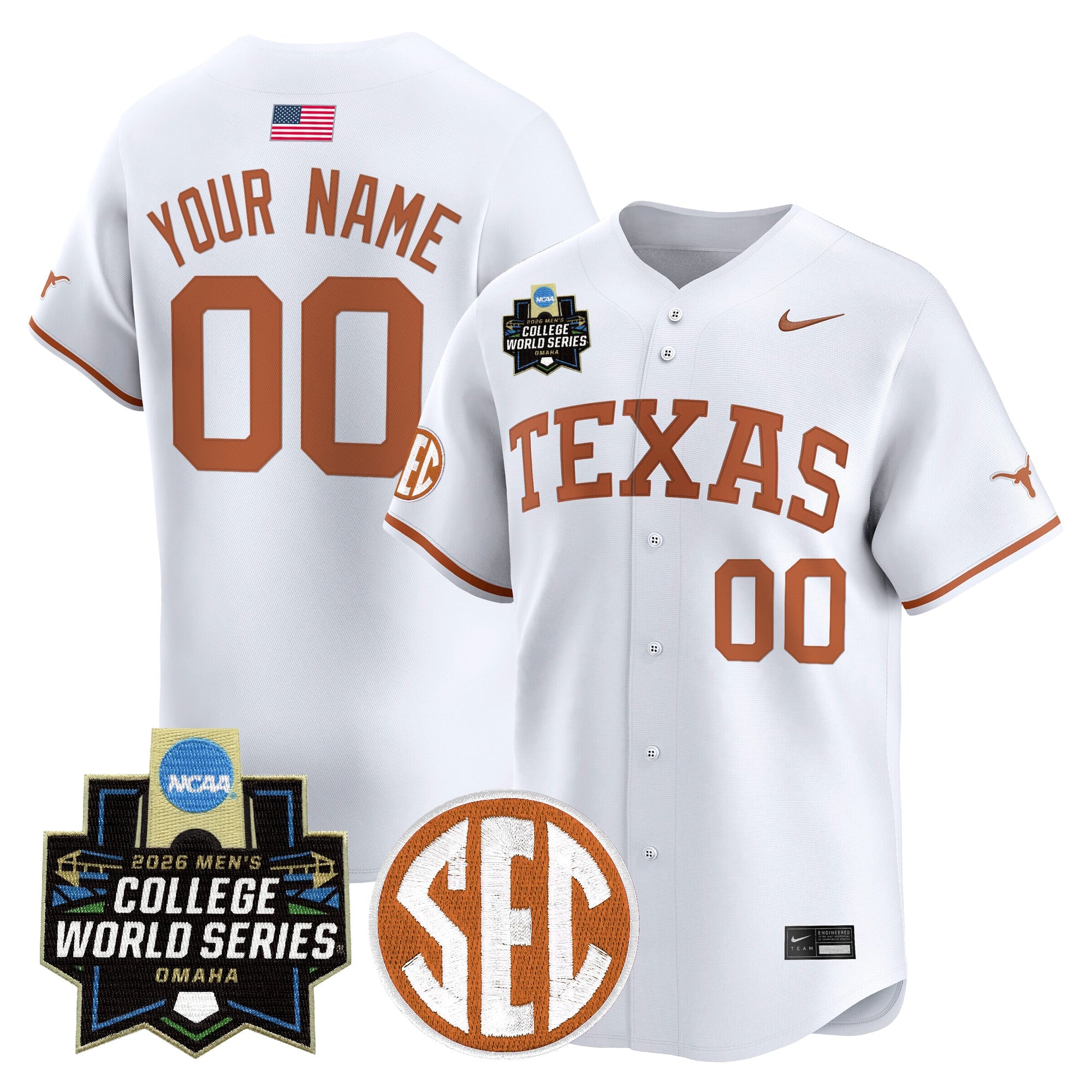 Texas Longhorns 2026 World Series Vapor Premier Limited Custom Jersey - All Stitched