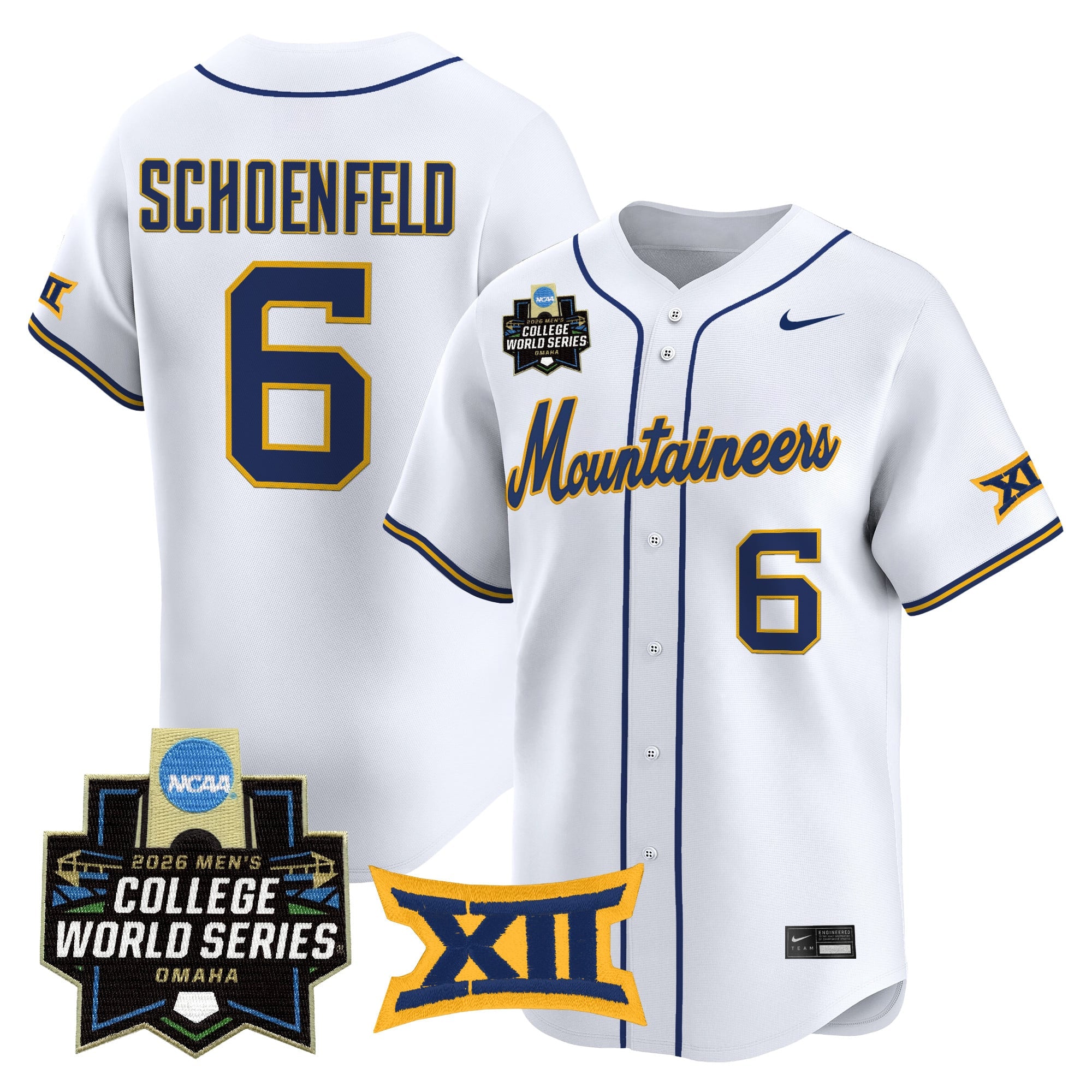 Men's West Virginia Mountaineers 2026 World Series Patch Vapor Premier Limited Jersey - All Stitched