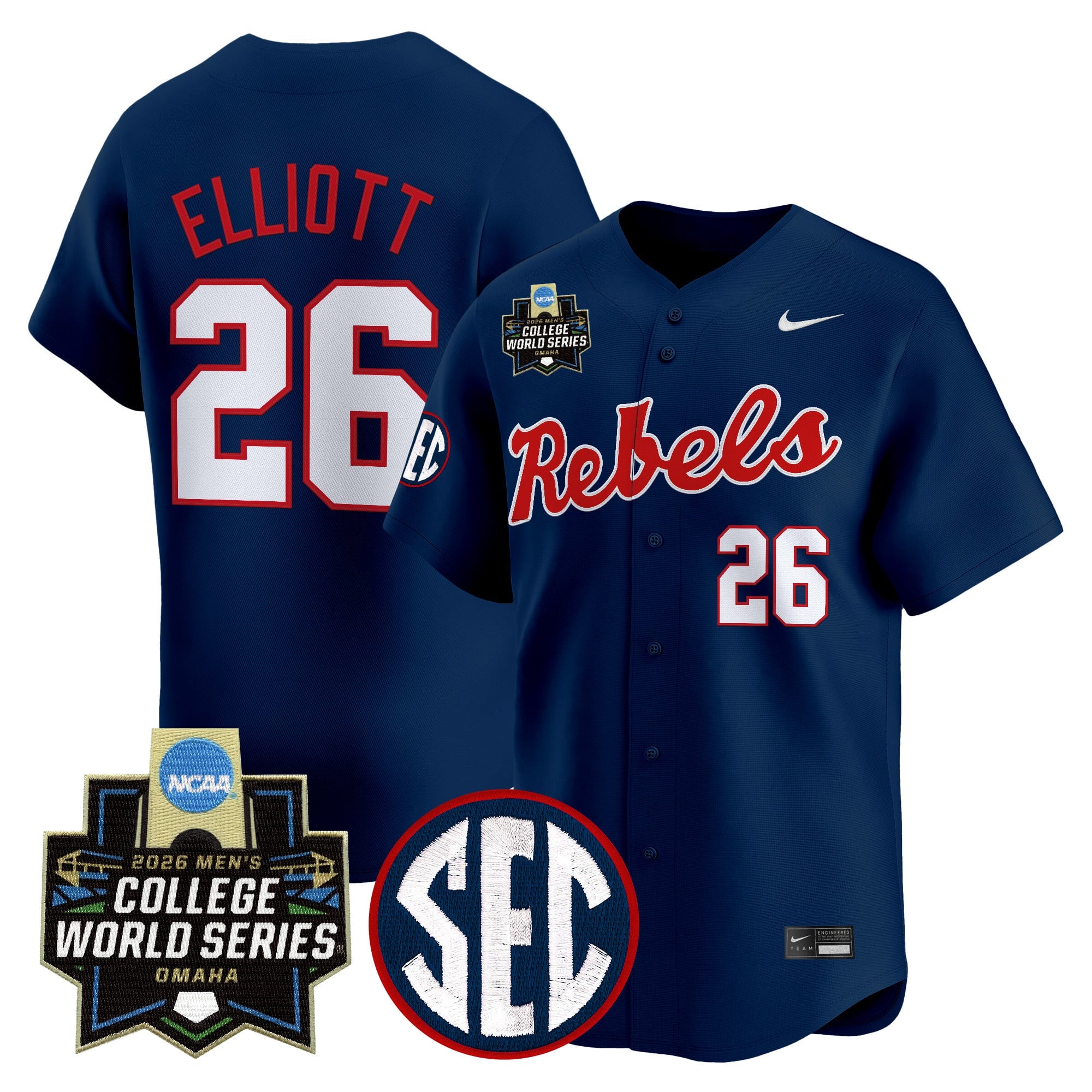Men's Ole Miss Rebels 2026 World Series Vapor Premier Limited Jersey - All Stitched