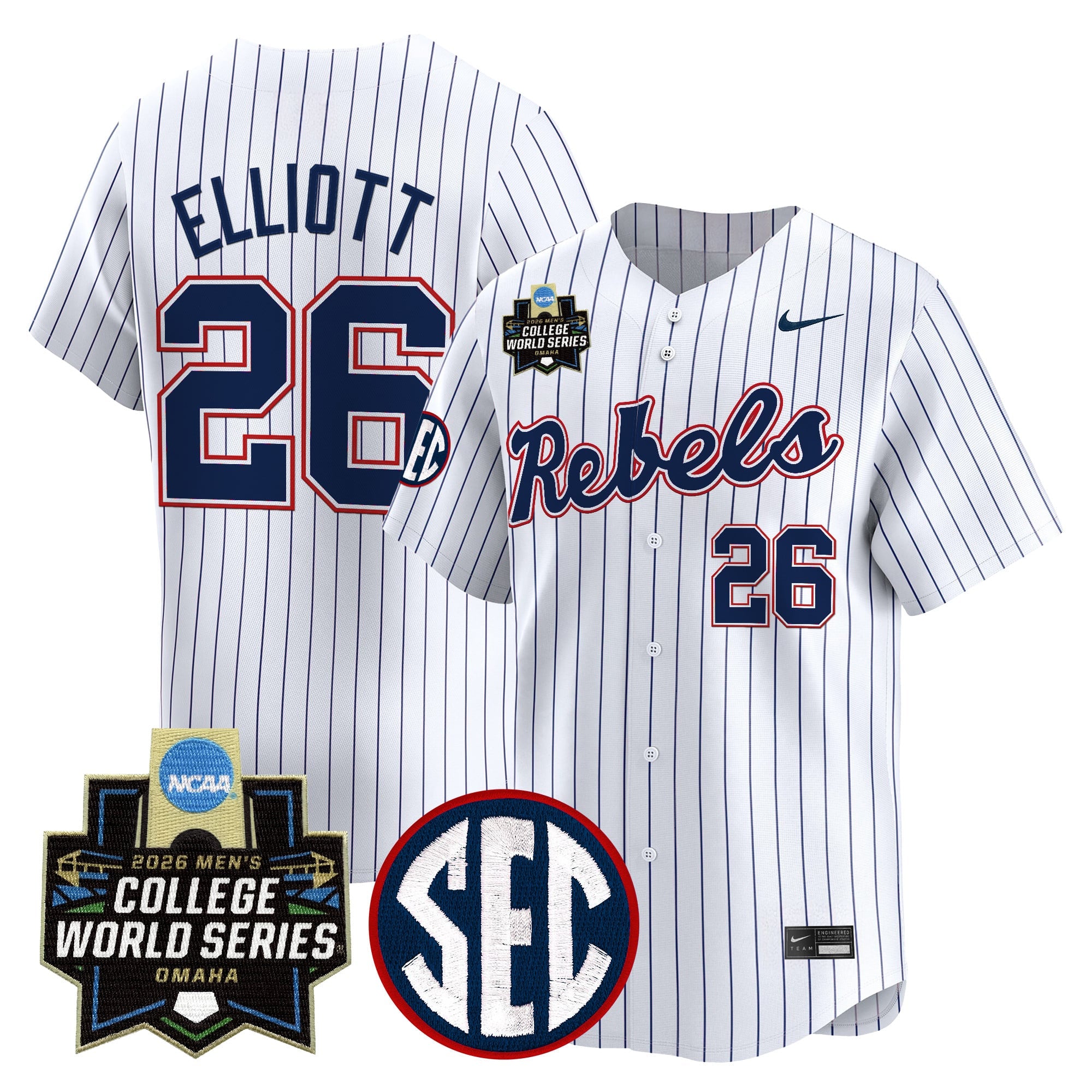 Men's Ole Miss Rebels 2026 World Series Vapor Premier Limited Jersey - All Stitched