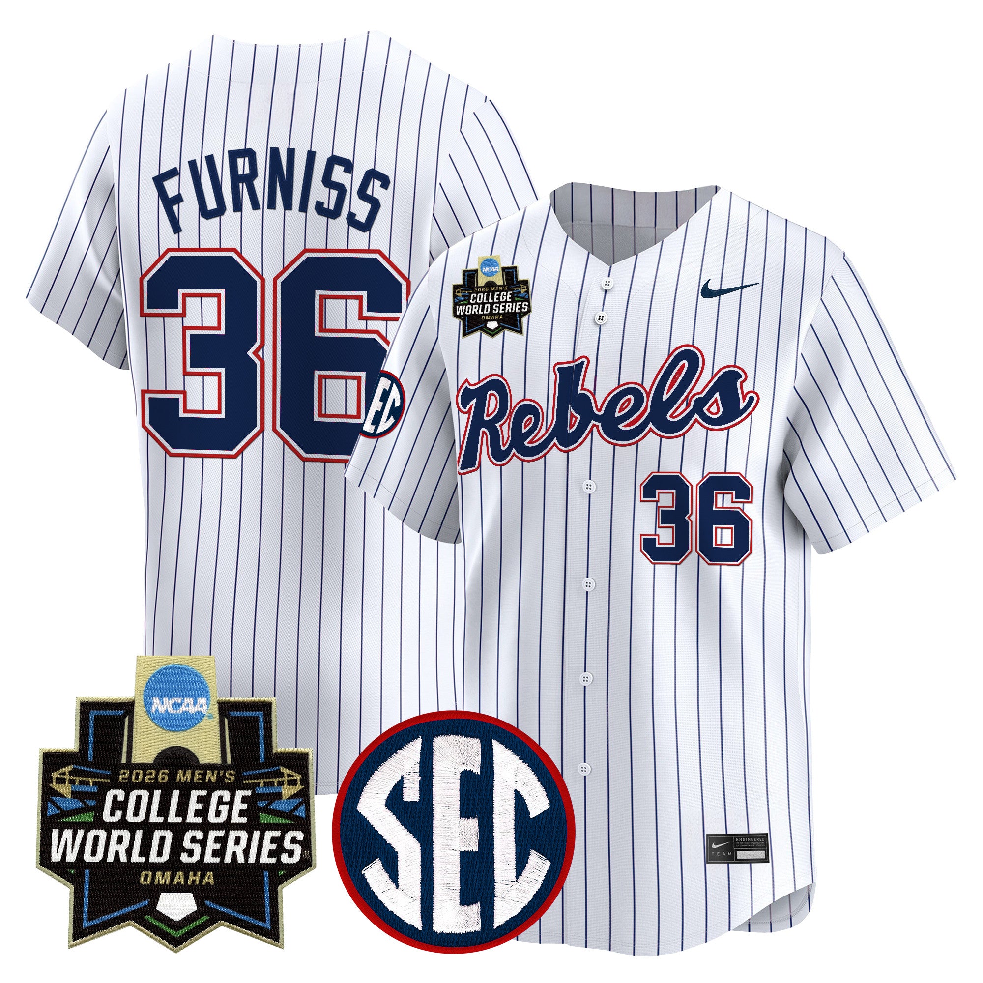 Men's Ole Miss Rebels 2026 World Series Vapor Premier Limited Jersey - All Stitched