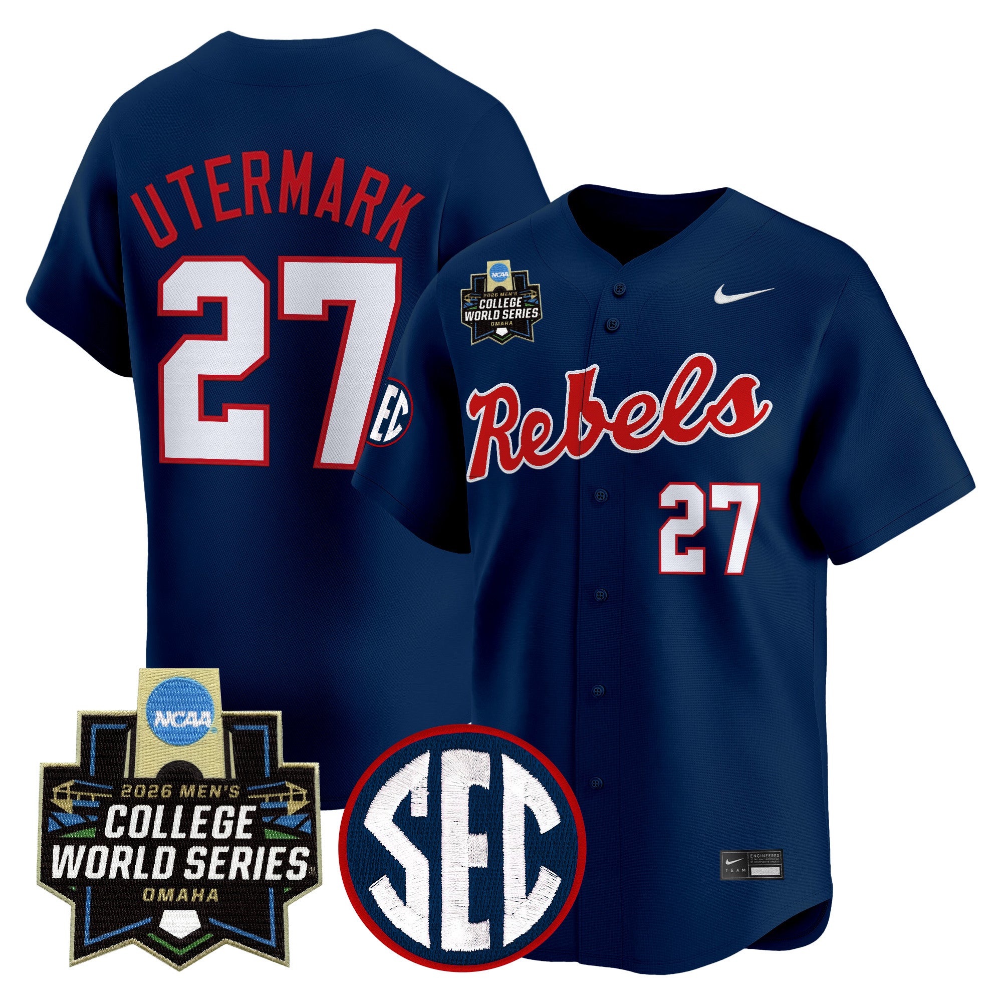 Men's Ole Miss Rebels 2026 World Series Vapor Premier Limited Jersey - All Stitched