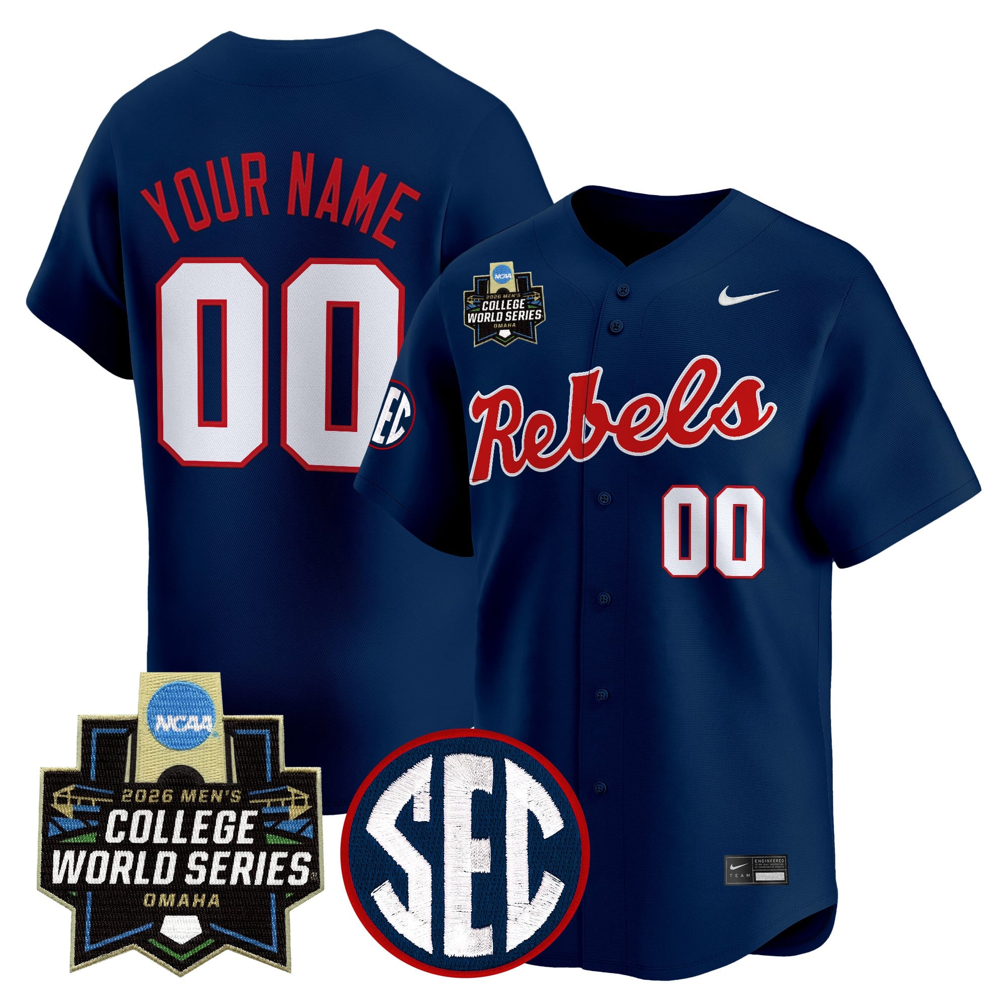 Ole Miss Rebels 2026 World Series Vapor Premier Limited Custom Jersey - All Stitched