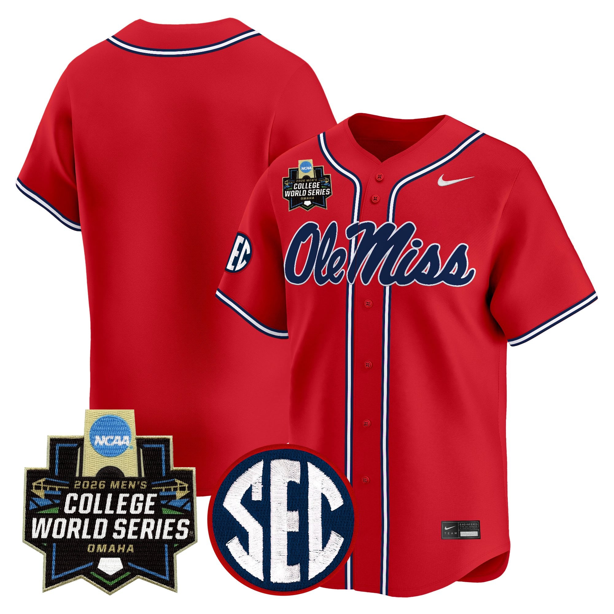 Men's Ole Miss Rebels 2026 World Series Vapor Premier Limited Jersey - All Stitched