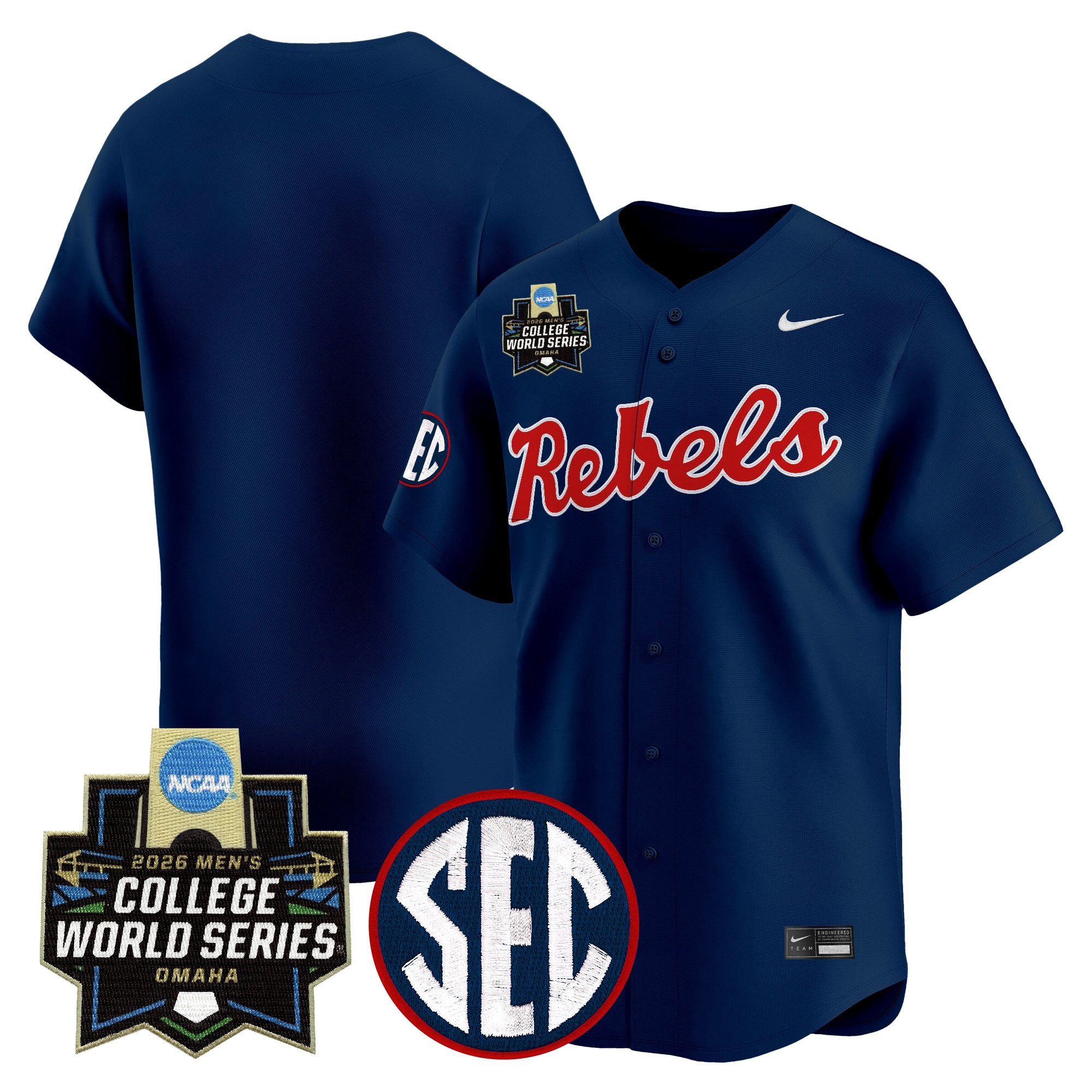 Men's Ole Miss Rebels 2026 World Series Vapor Premier Limited Jersey - All Stitched