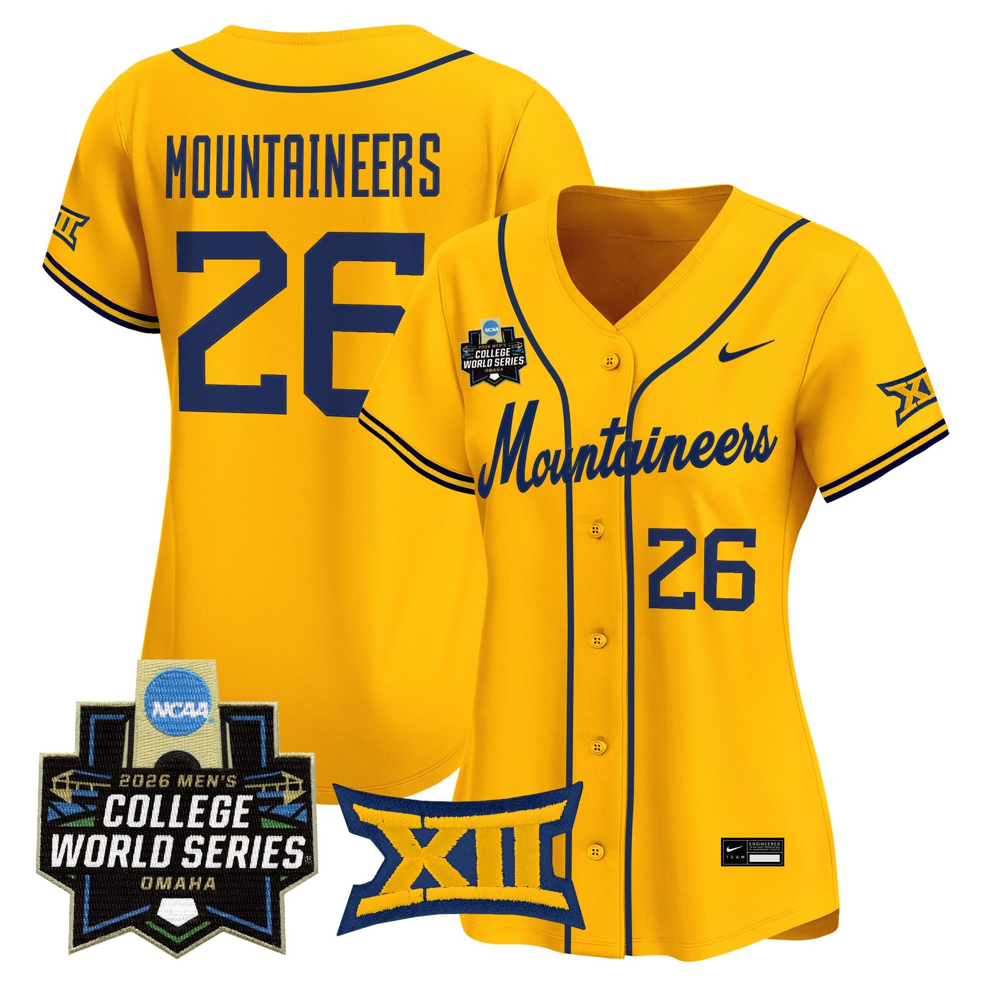 Women's West Virginia Mountaineers 2026 World Series Patch Vapor Premier Limited Jersey - All Stitched