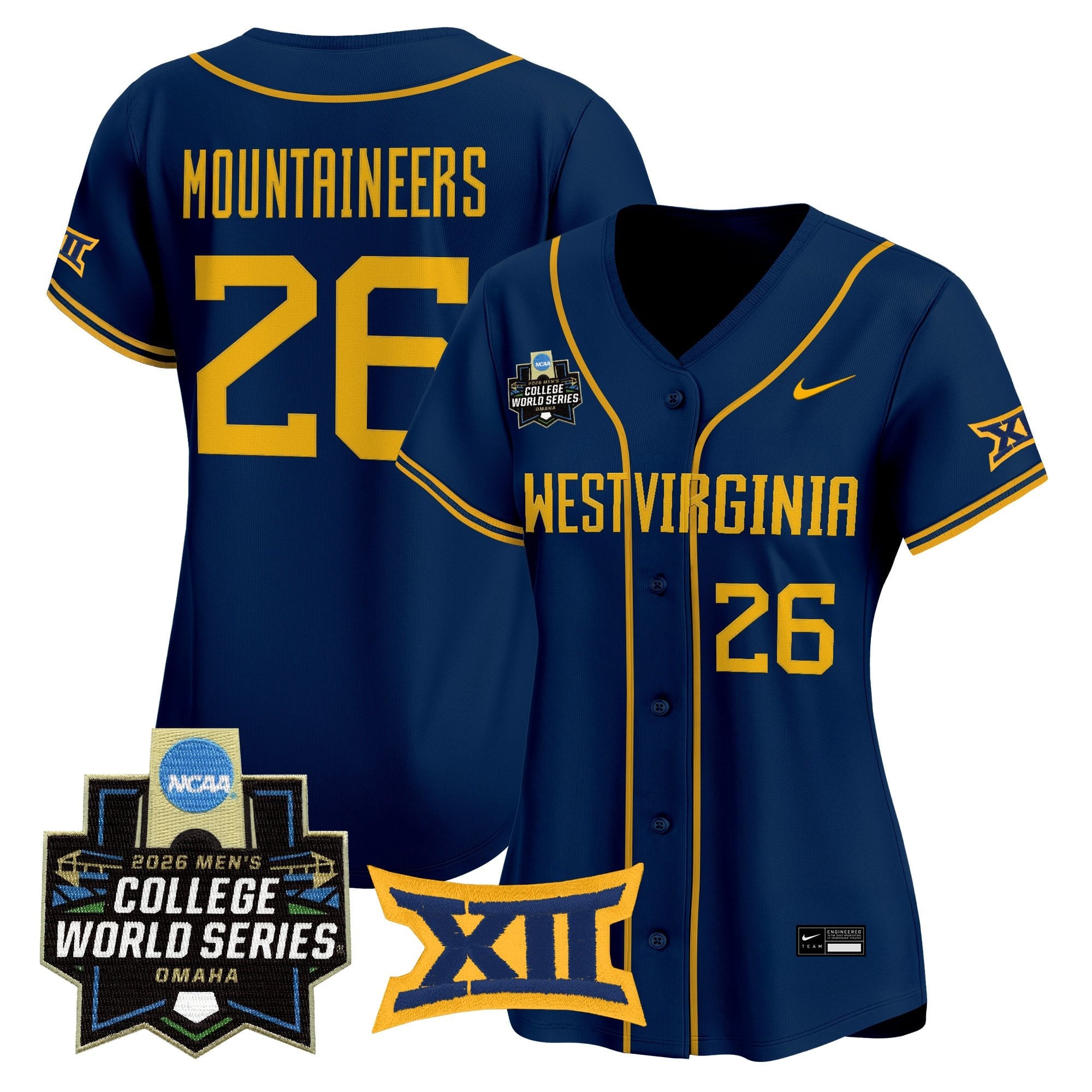 Women's West Virginia Mountaineers 2026 World Series Patch Vapor Premier Limited Jersey - All Stitched