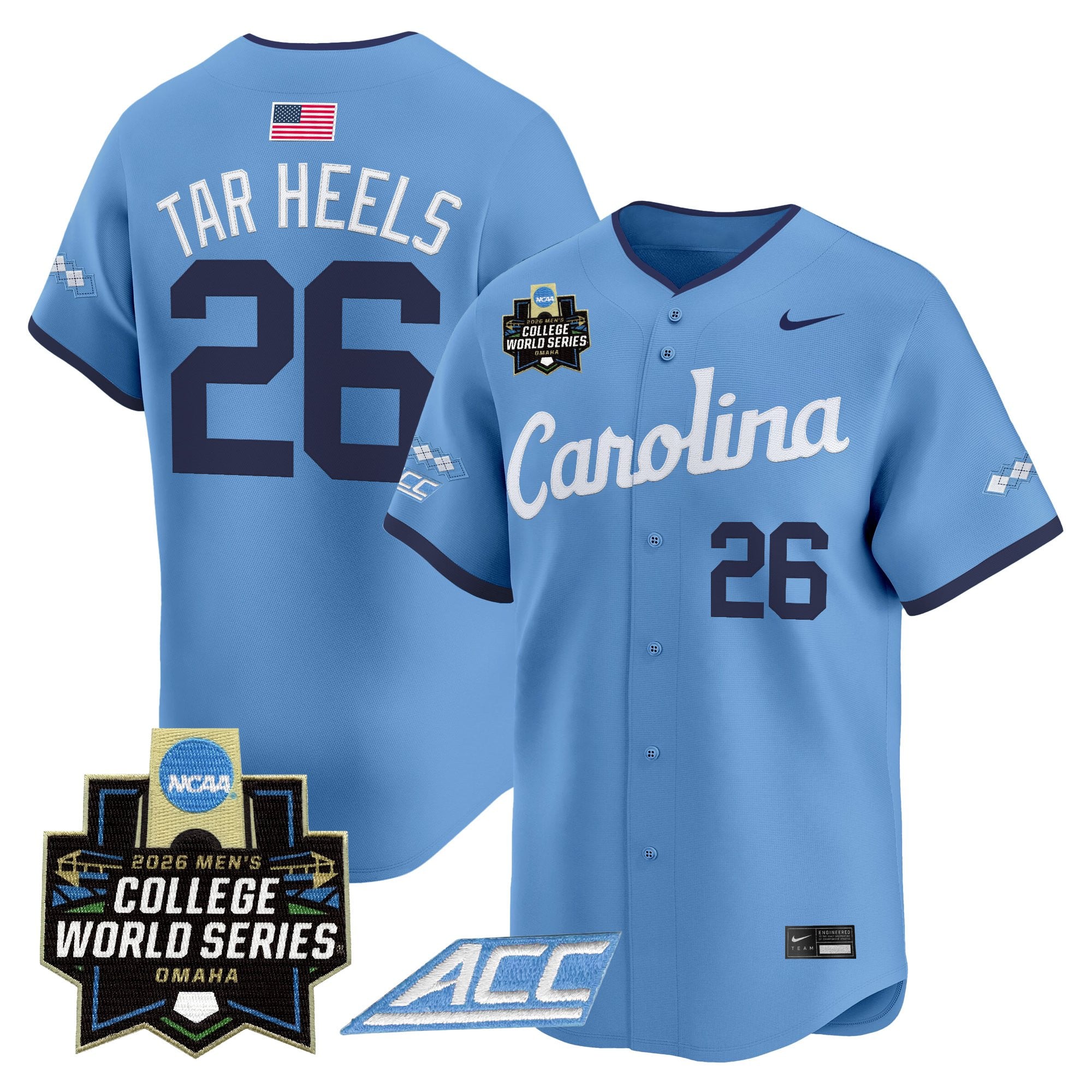 Men's North Carolina Tar Heels 2026 World Series Vapor Premier Limited Jersey - All Stitched