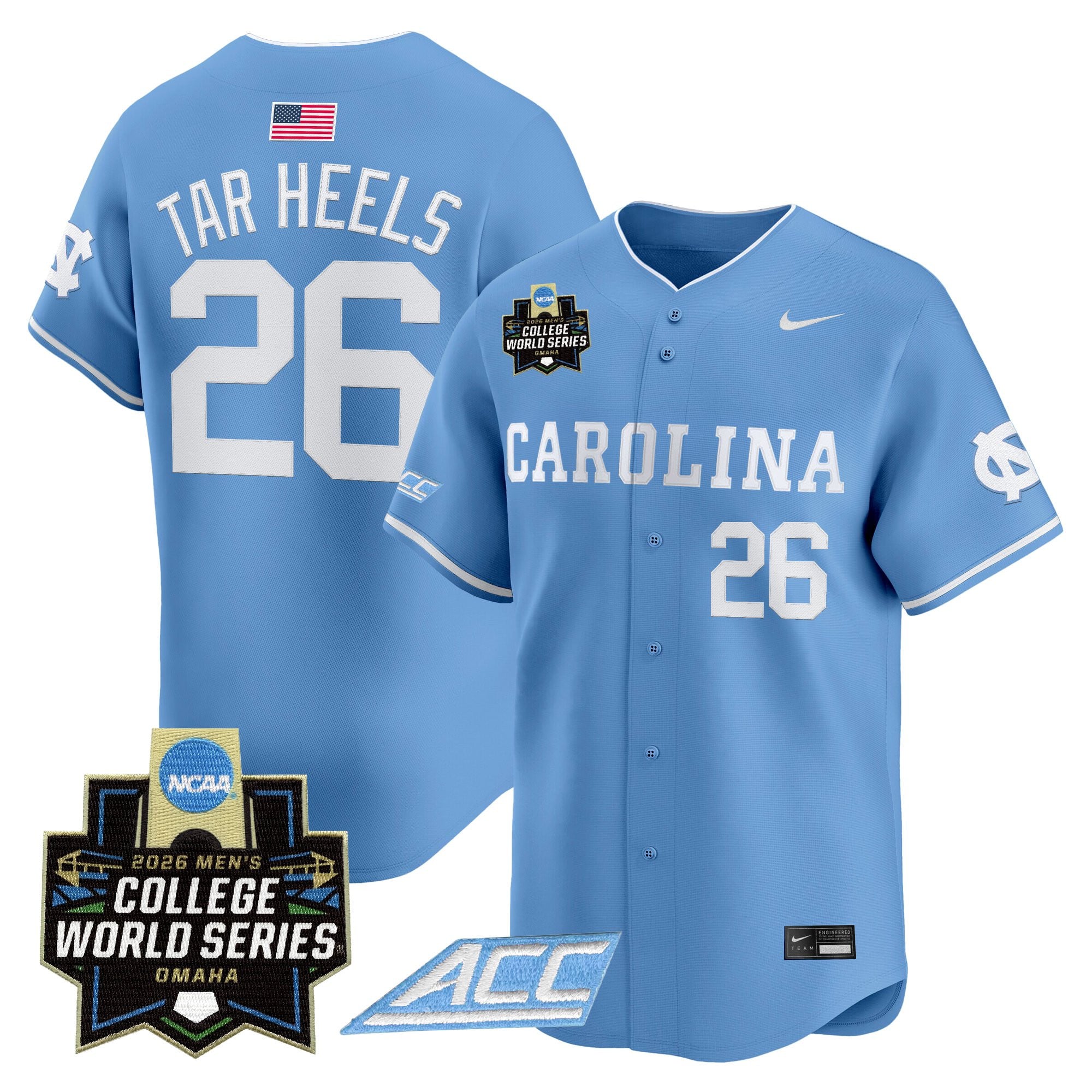 Men's North Carolina Tar Heels 2026 World Series Vapor Premier Limited Jersey - All Stitched