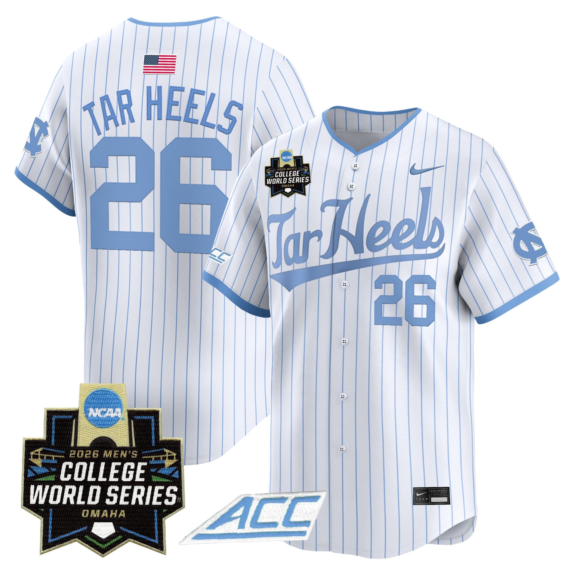 Men's North Carolina Tar Heels 2026 World Series Vapor Premier Limited Jersey - All Stitched