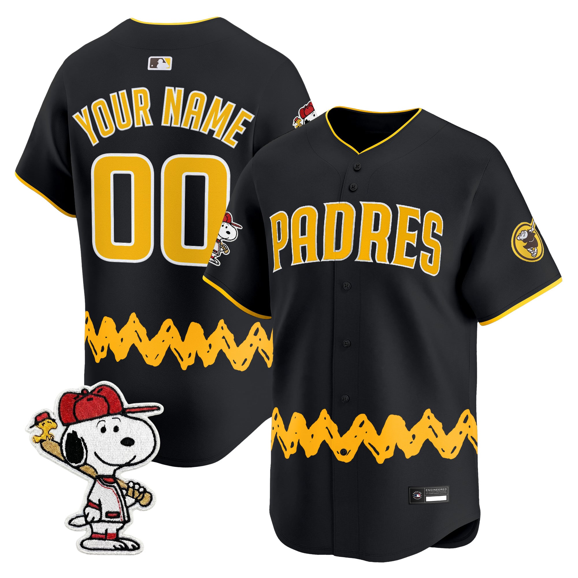 Padres x Peanuts Vapor Premier Limited Custom Jersey - Stitched